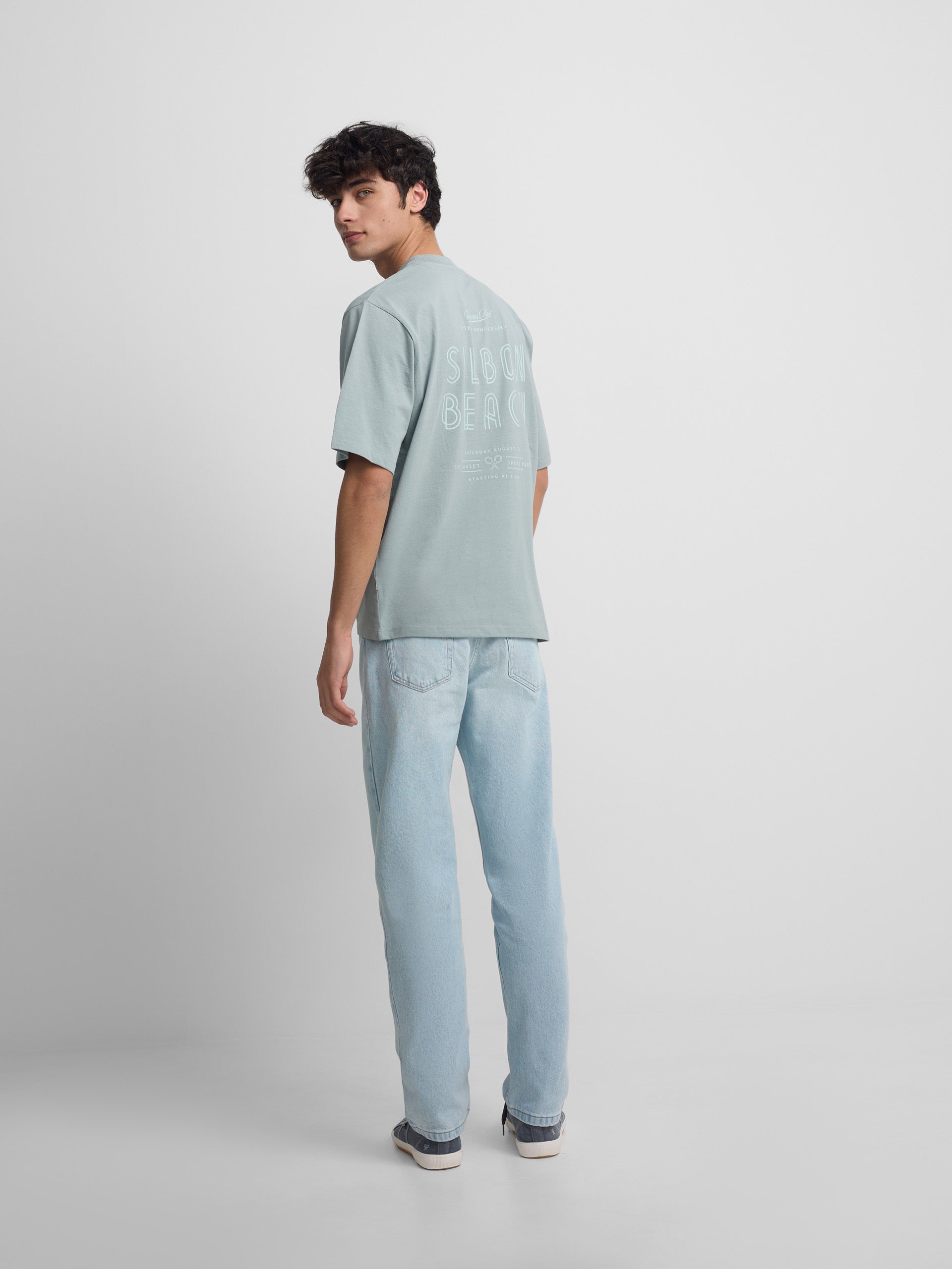 Special fit Silbon sunset party T-shirt aquamarine