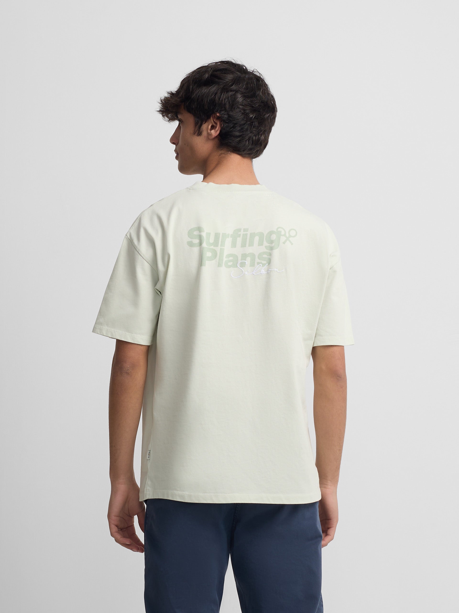 T-shirt coupe décontractée plans de surf vert clair