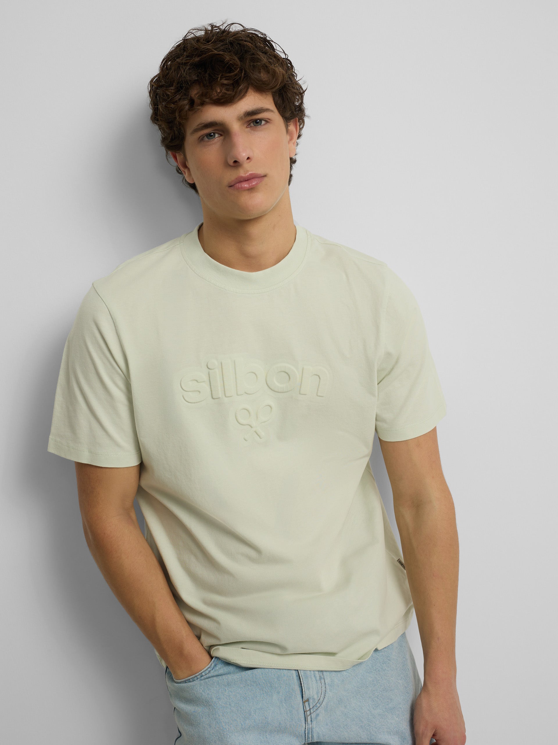 Camiseta Silbon relieve tono verde claro