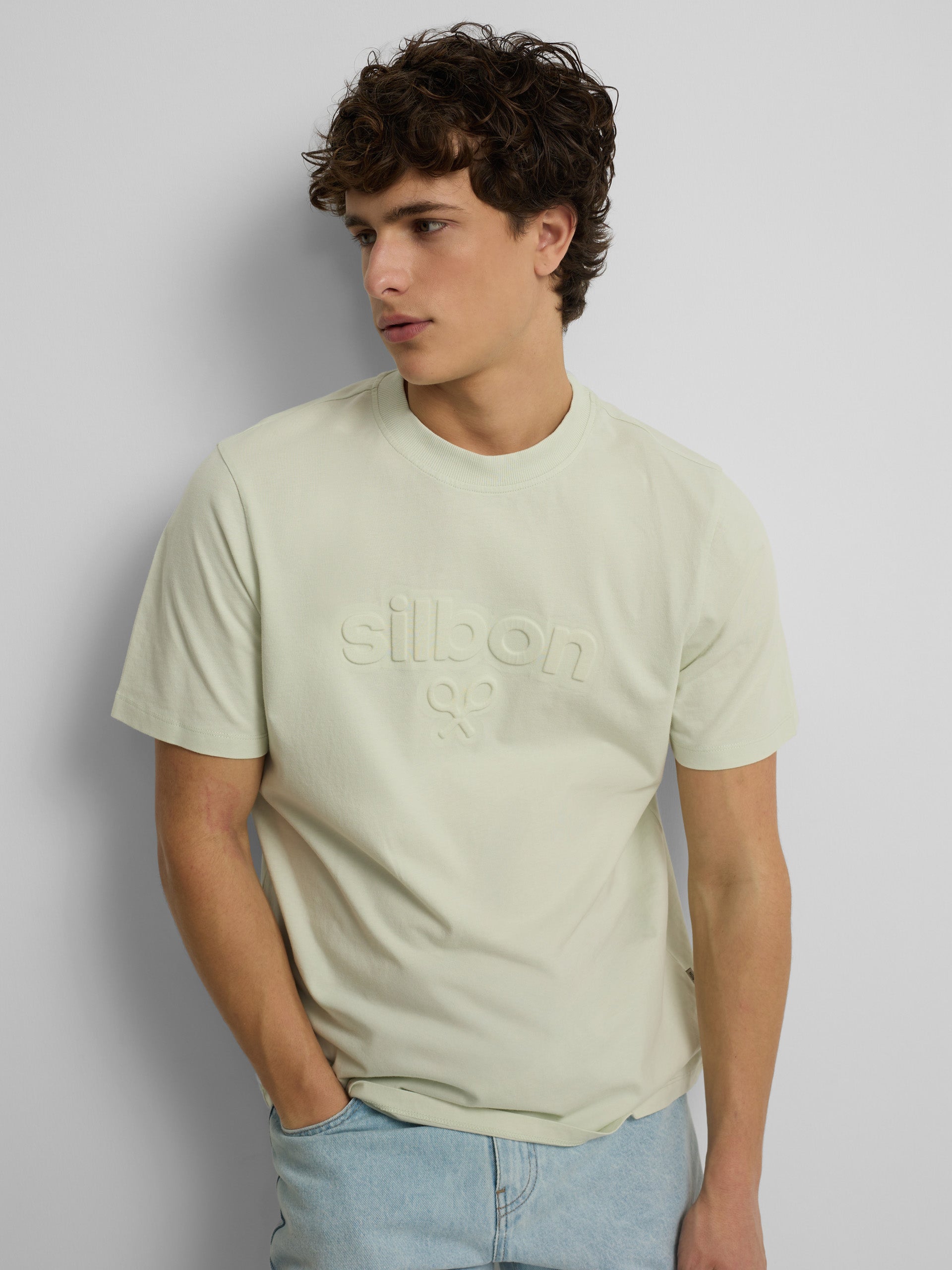 Camiseta Silbon relieve tono verde claro