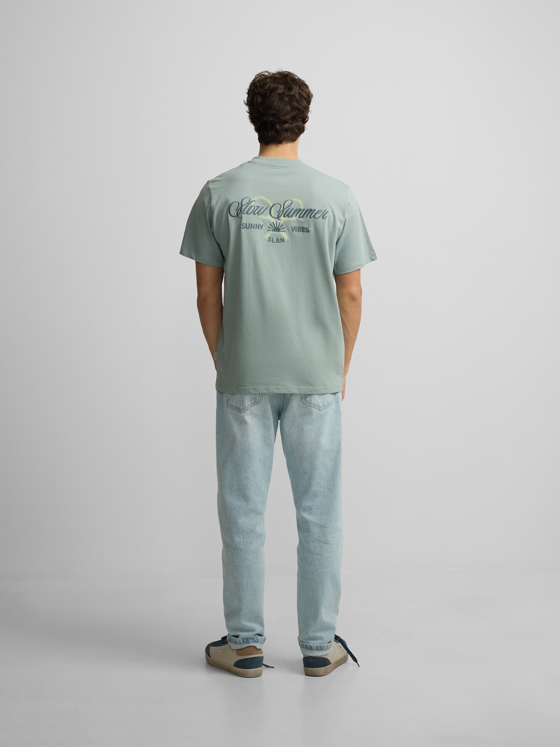 Camiseta slow summer verde gris