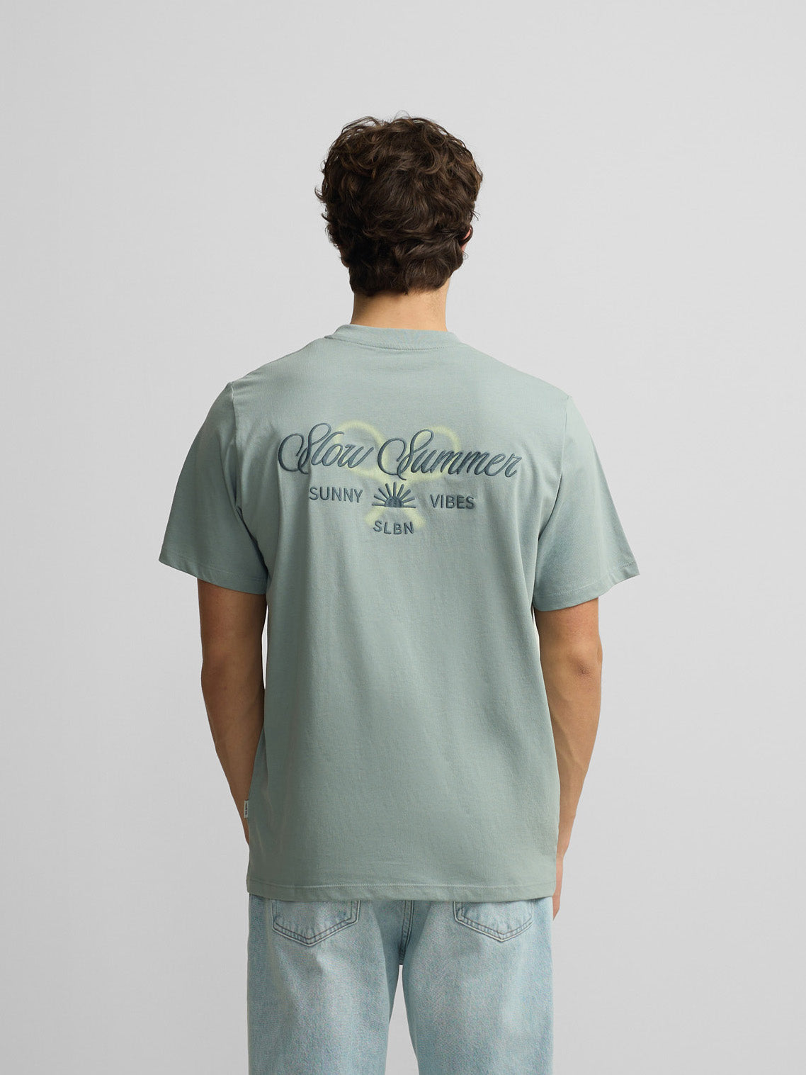Camiseta slow summer verde gris