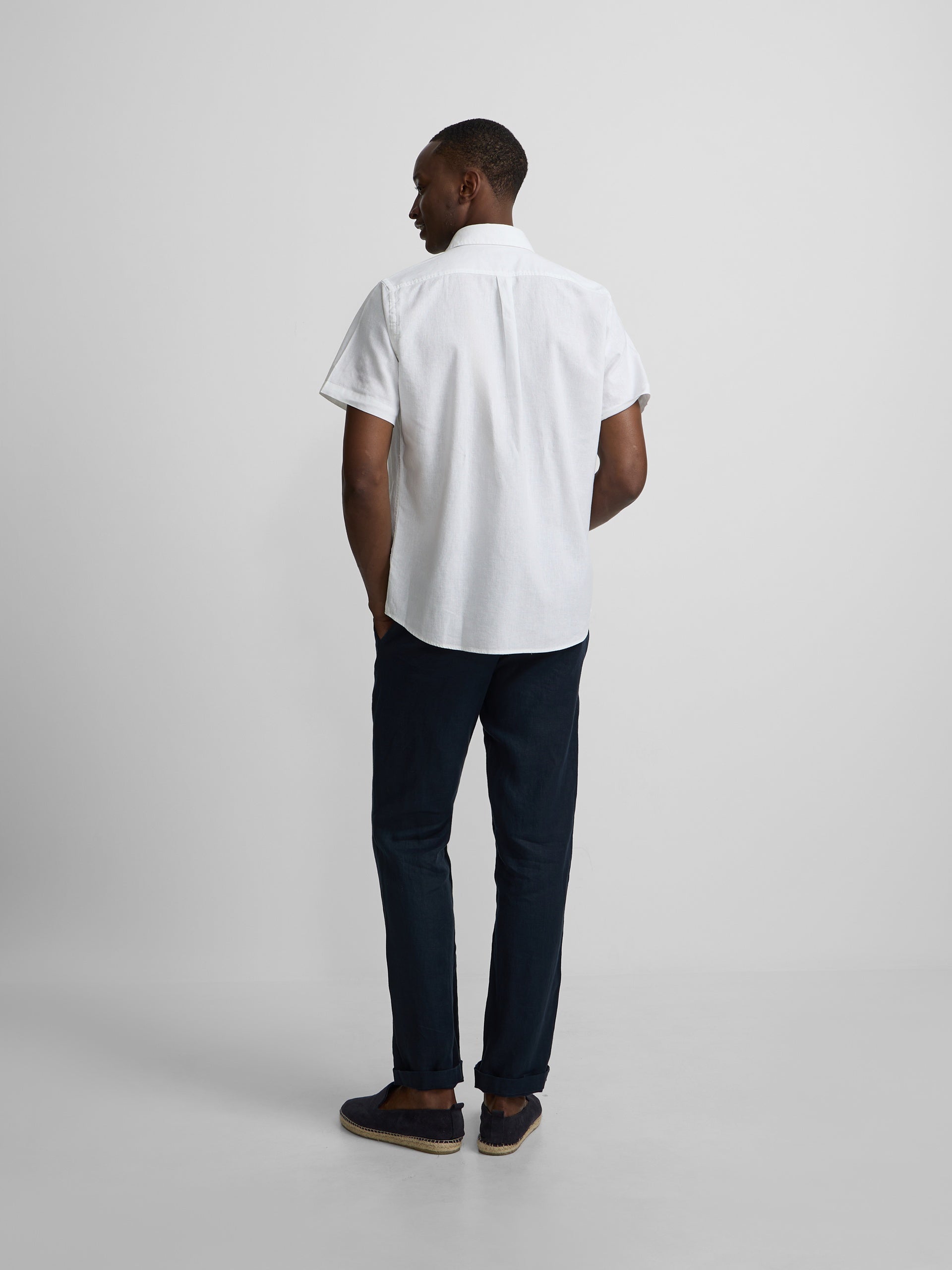 Camisa manga corta lino blanca