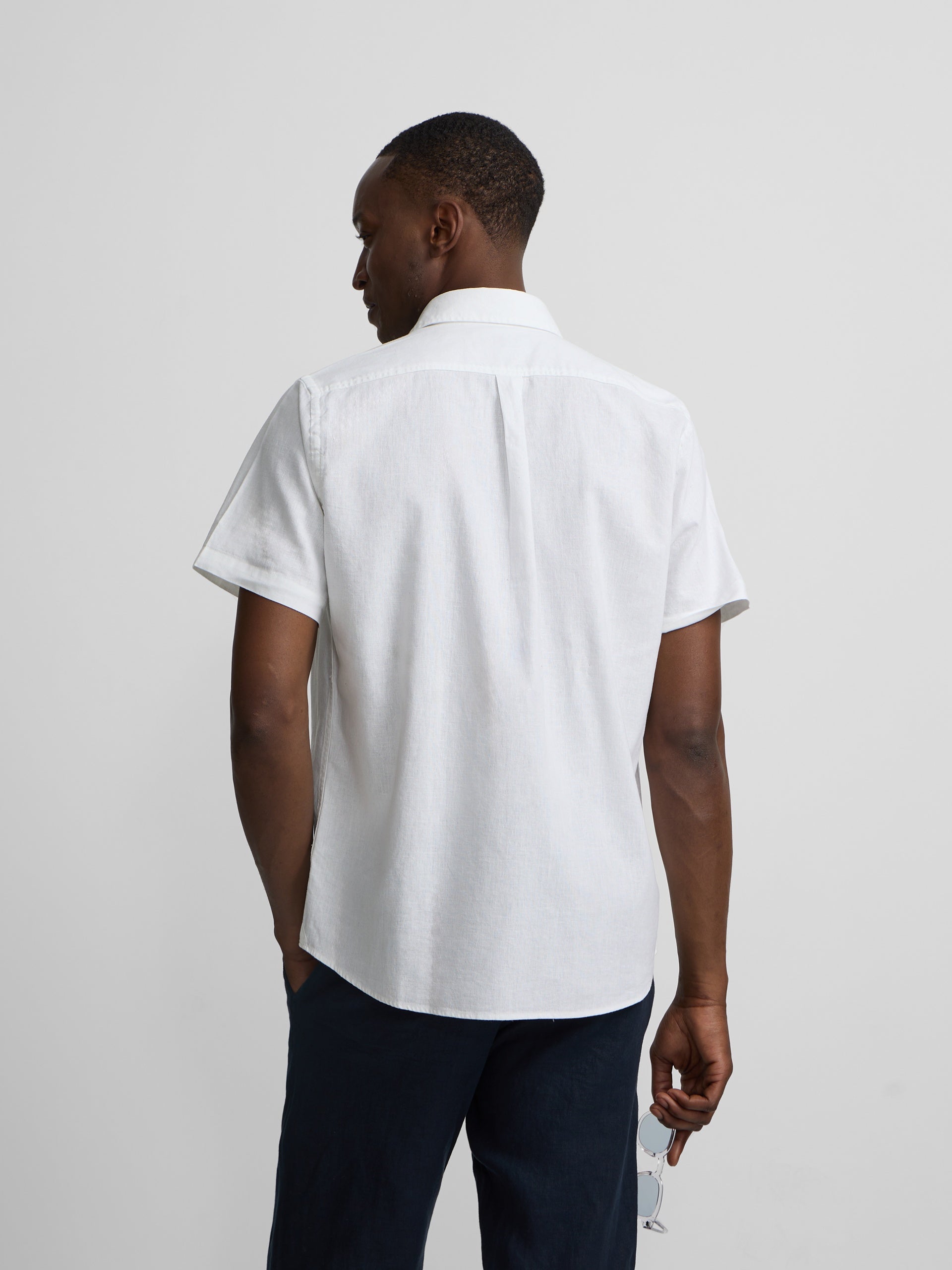 Camisa manga corta lino blanca