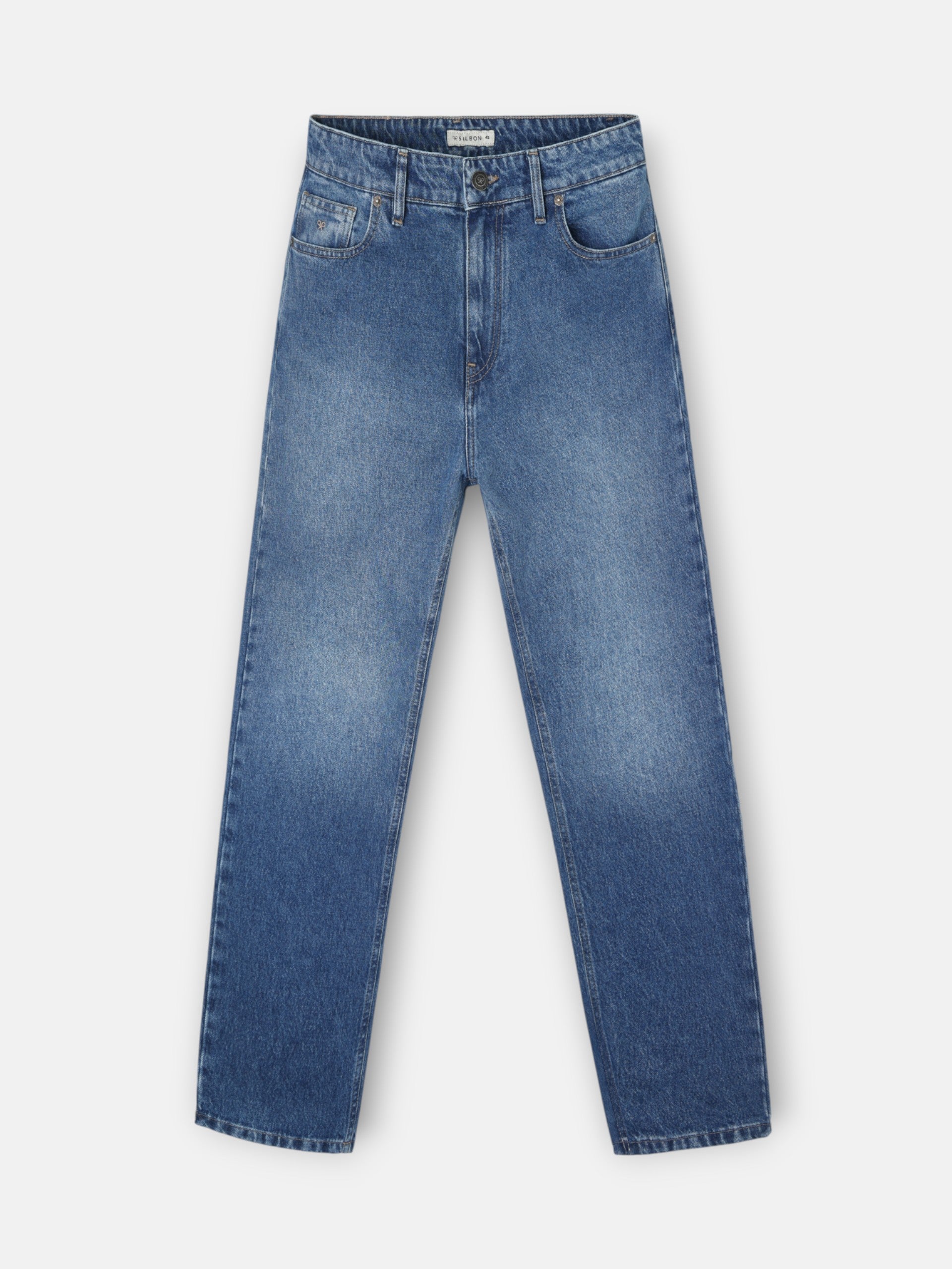 Dark blue tapered denim sport trousers
