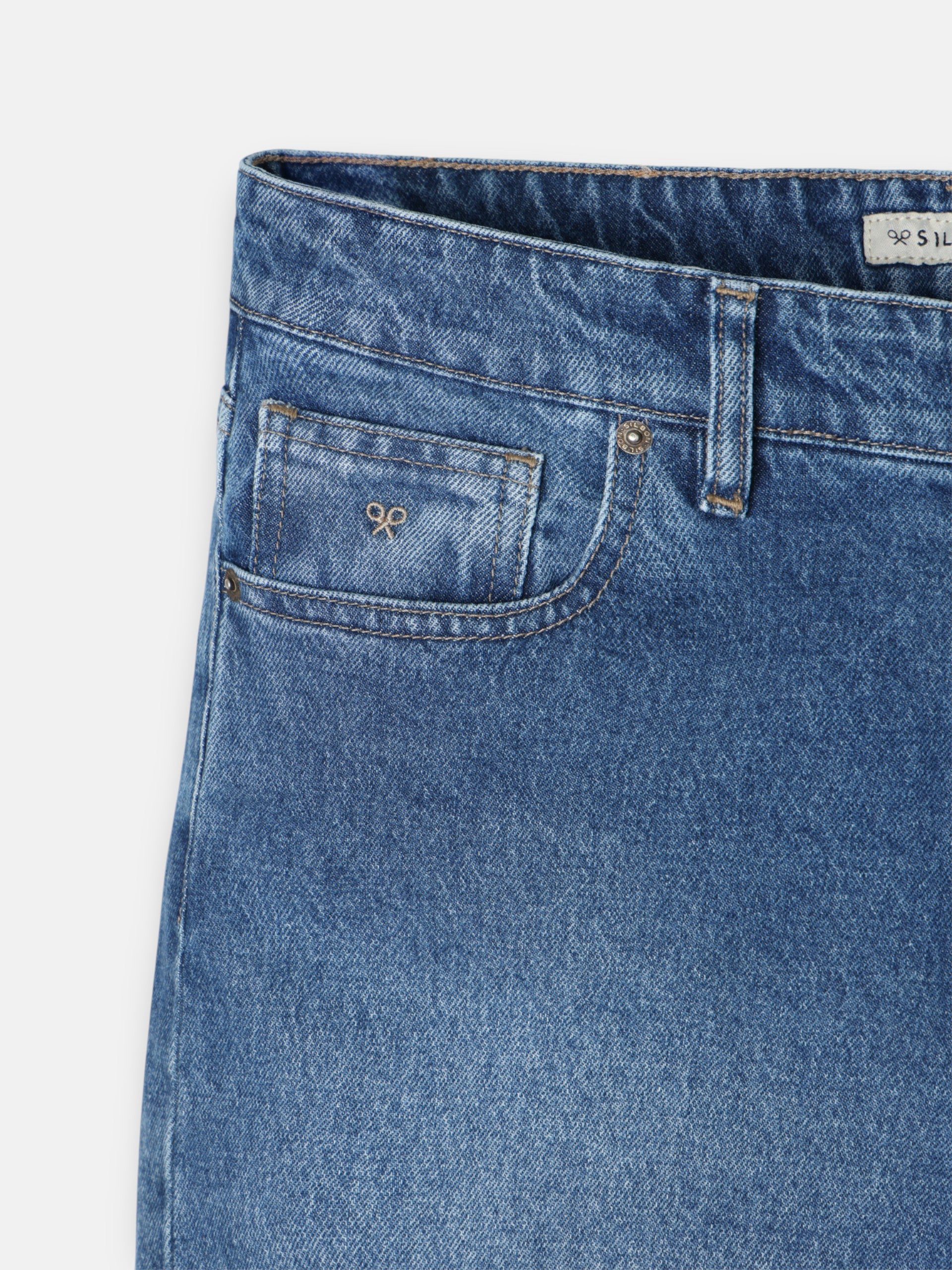 Dark blue tapered denim sport trousers