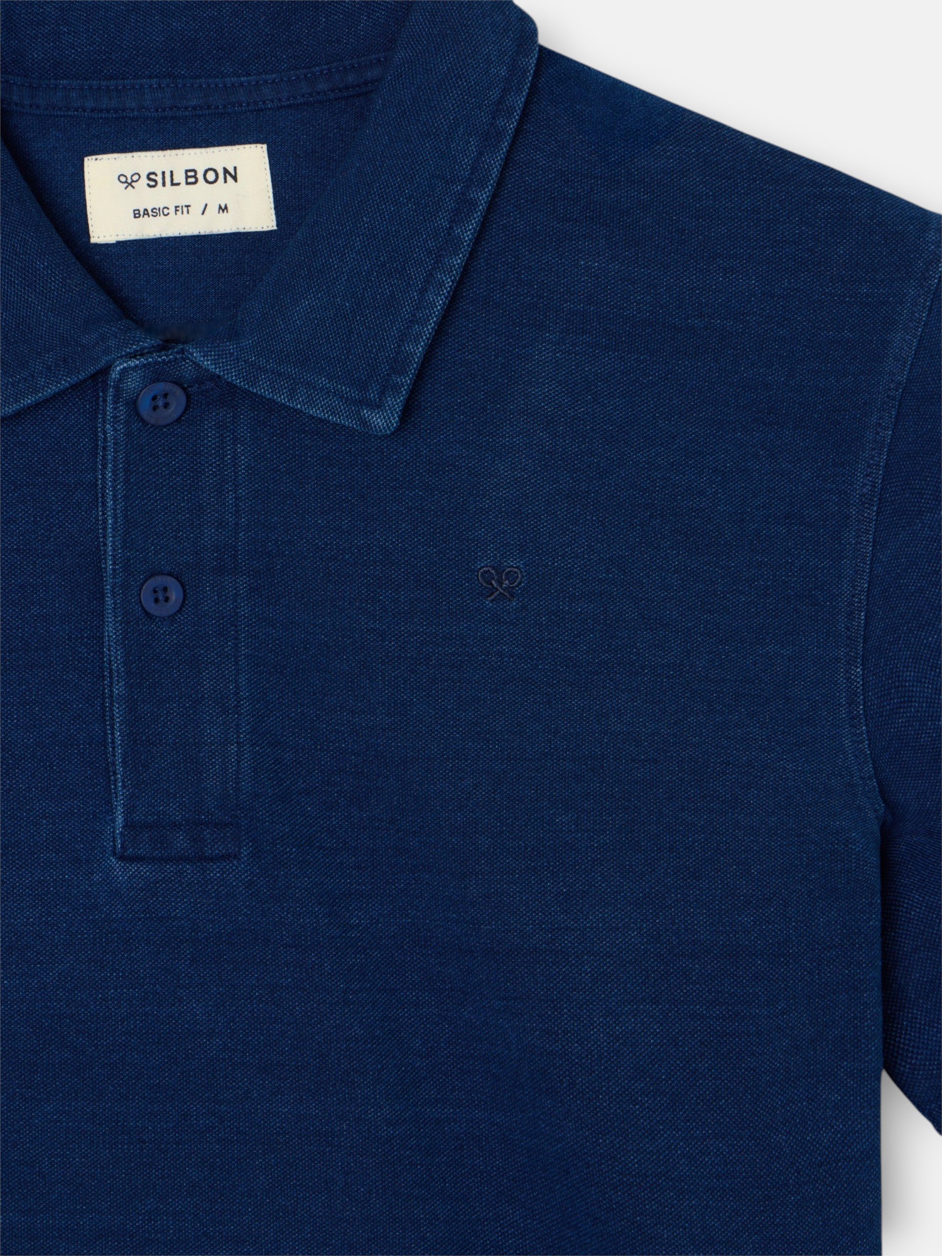 Polo manga corta style denim azul marino