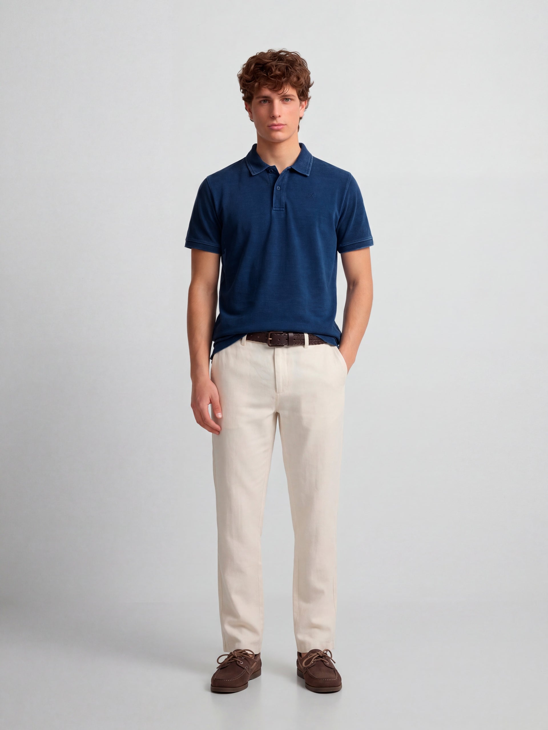 Polo manga corta style denim azul marino