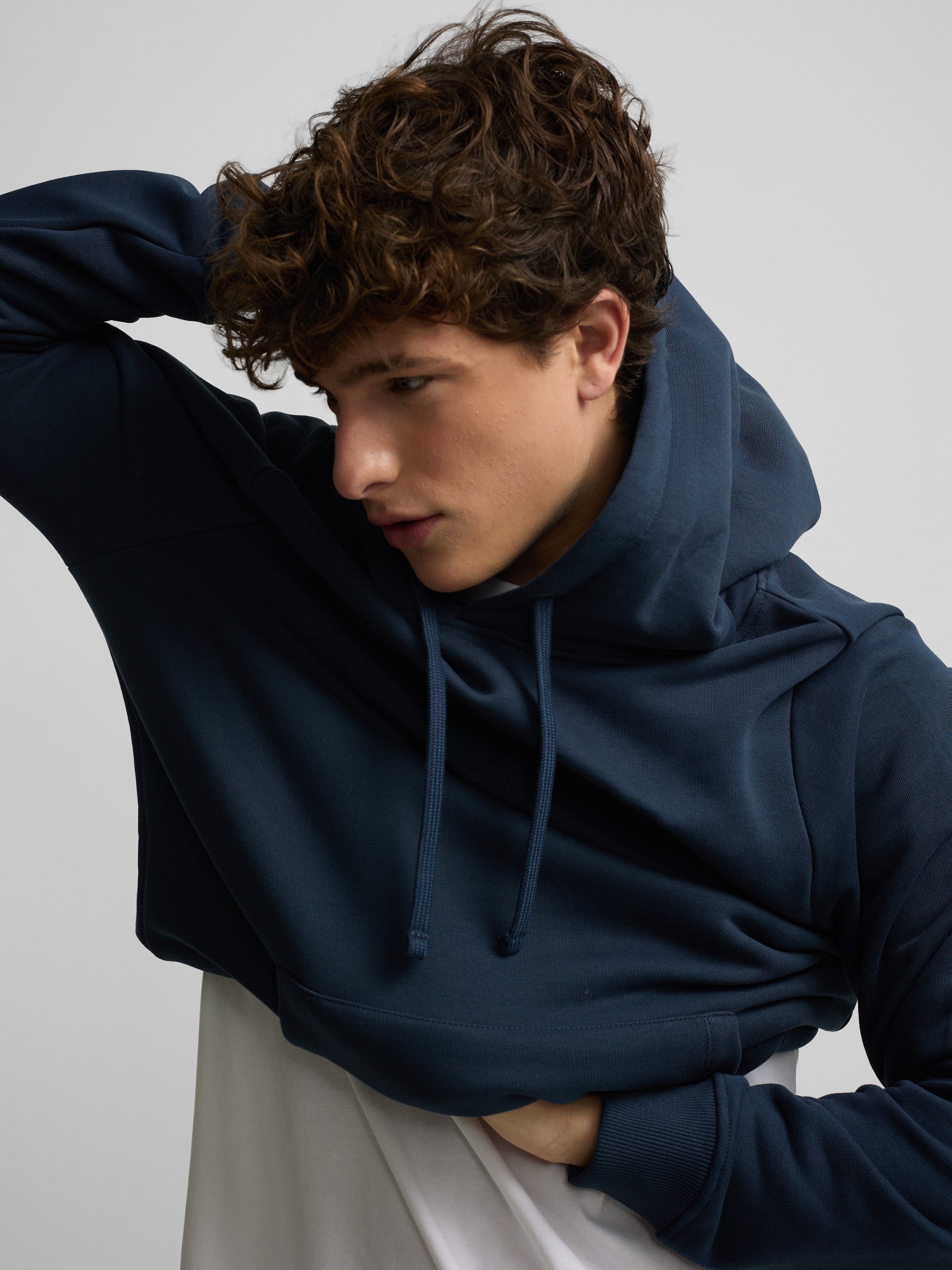 Silbon navy blue half racket hoodie