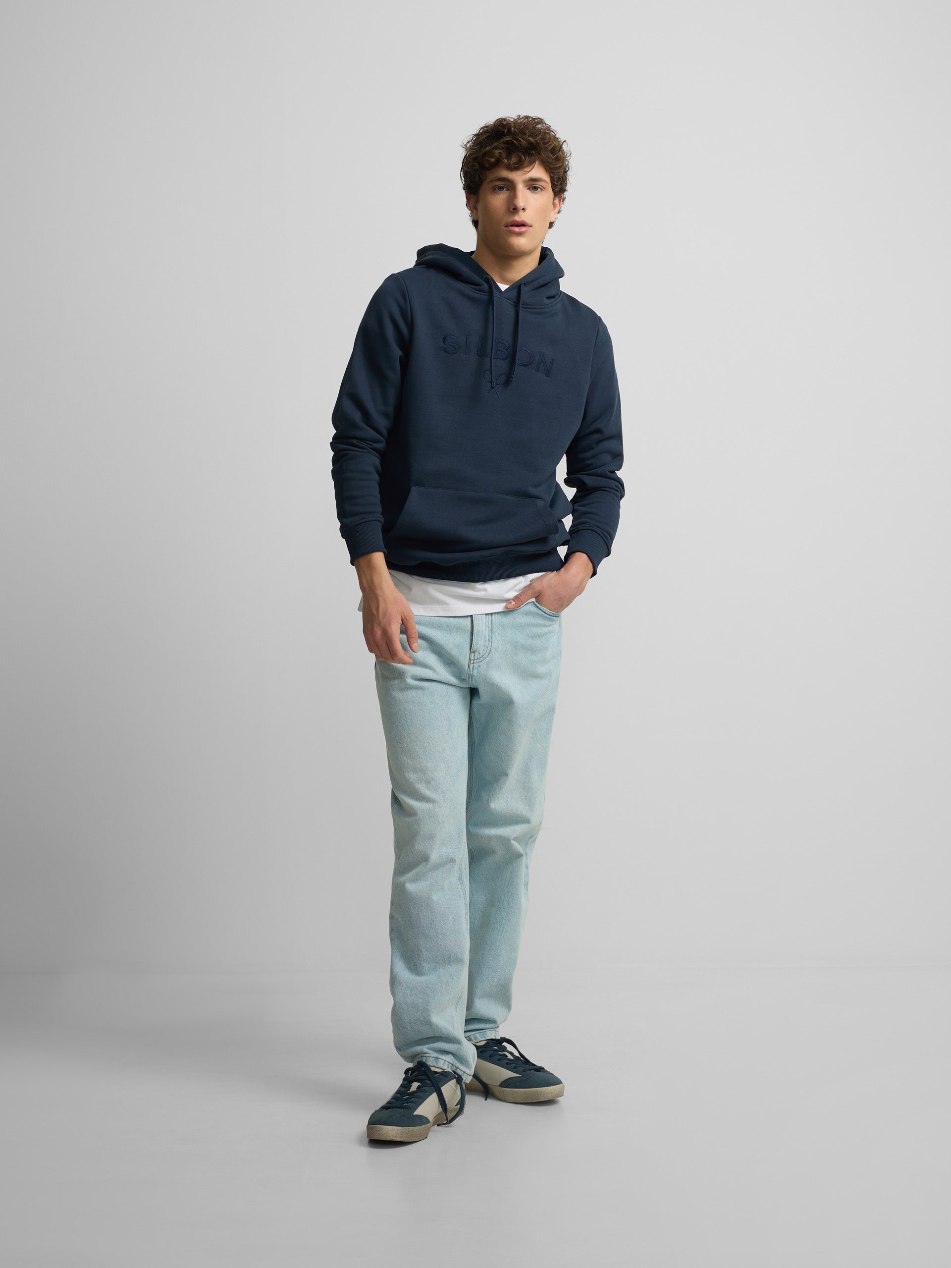 Silbon navy blue half racket hoodie