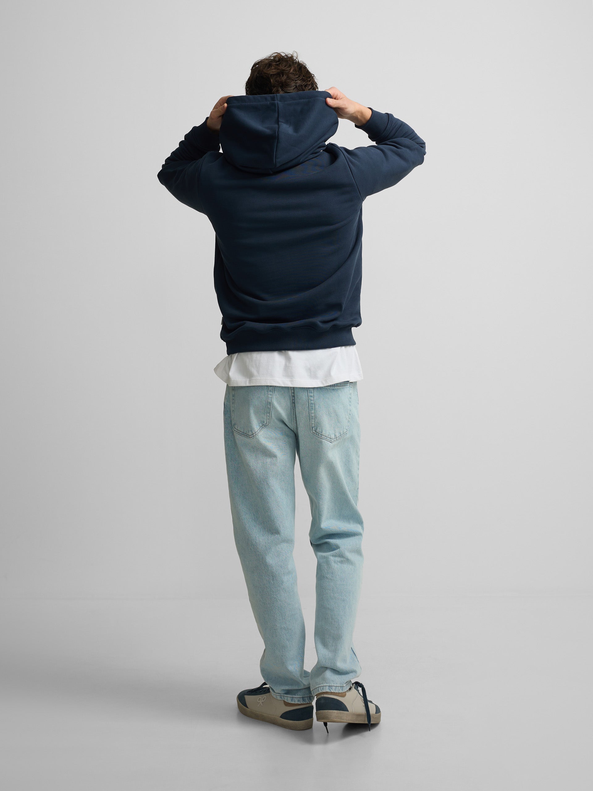 Silbon navy blue half racket hoodie