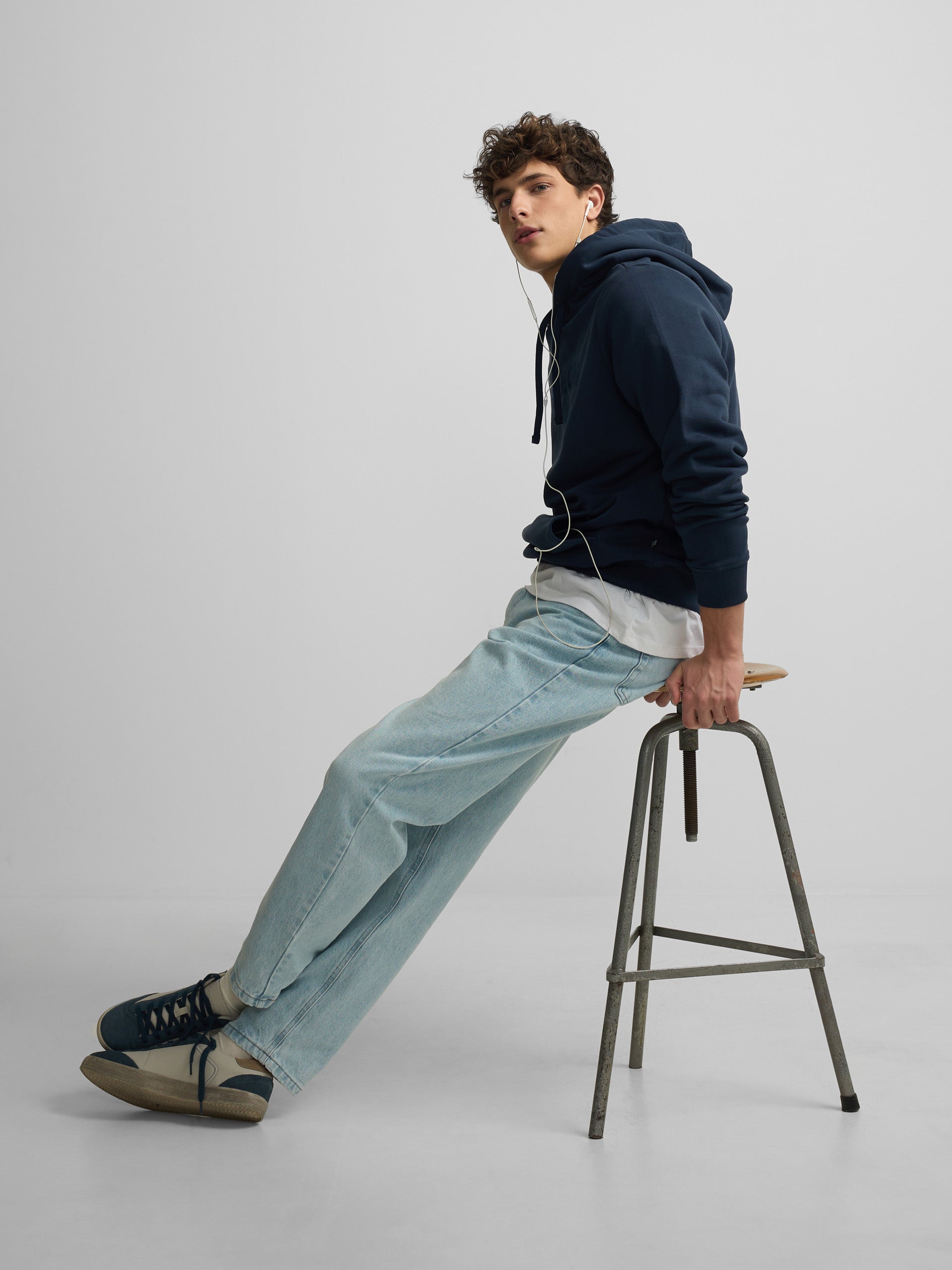 Silbon navy blue half racket hoodie