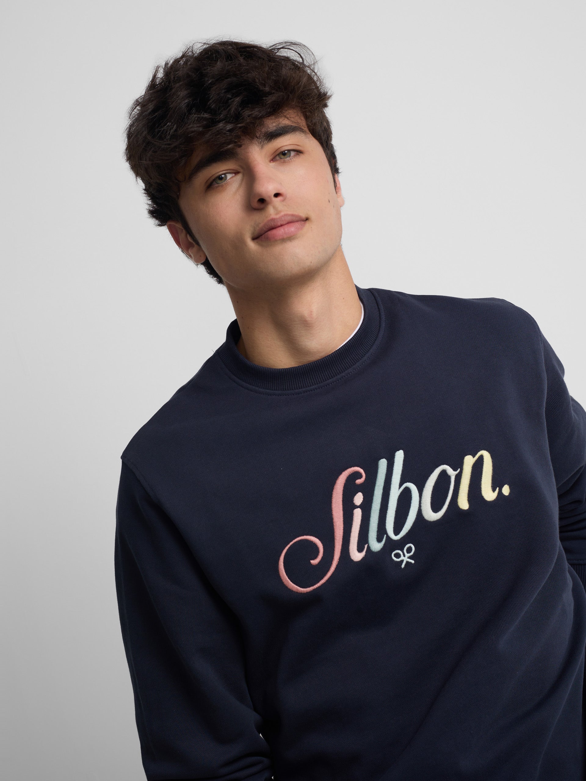 Sudadera Silbon bordado multicolor azul marino