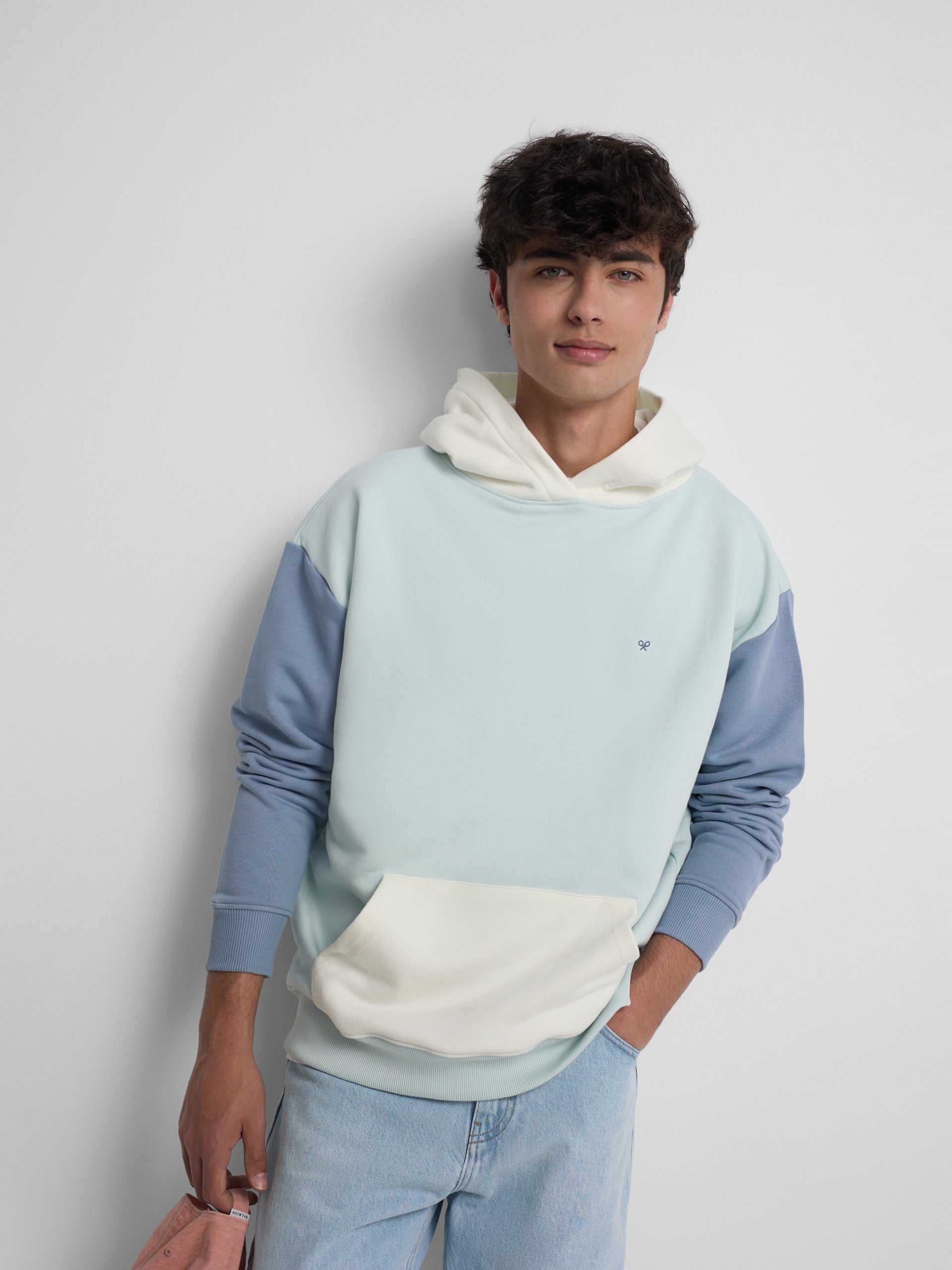 Sweat à capuche multicolore aigue-marine