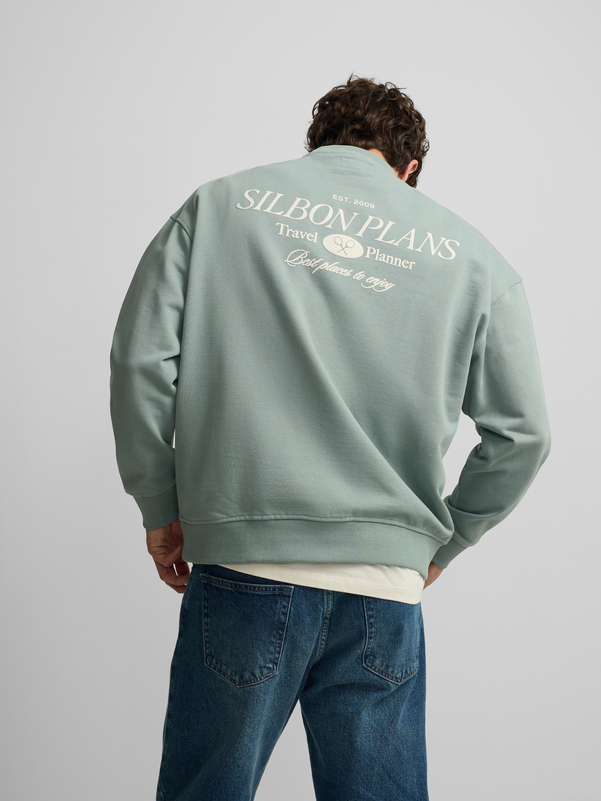 Relaxed fit sweatshirt plans green gray
