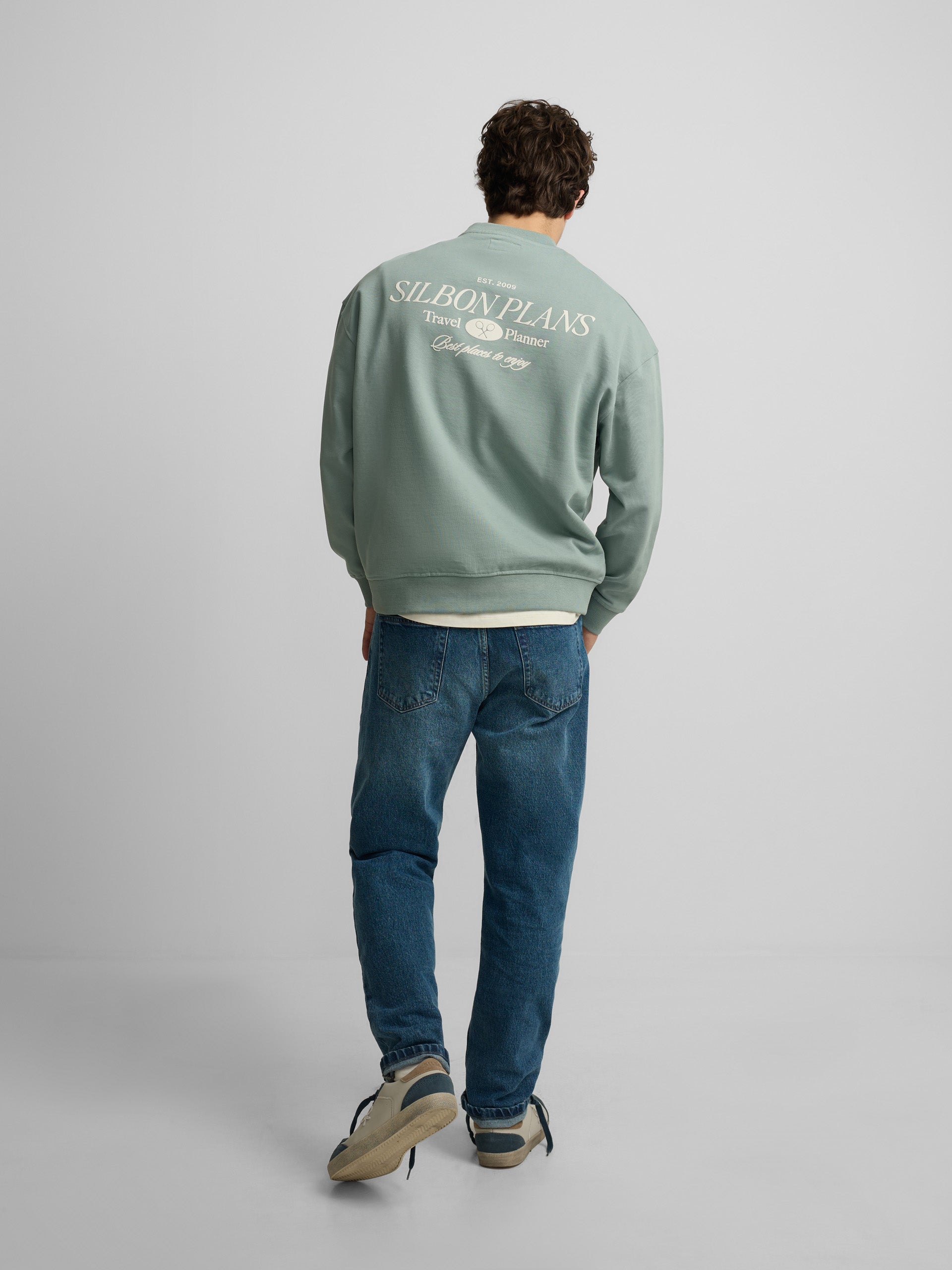 Relaxed fit sweatshirt plans green gray