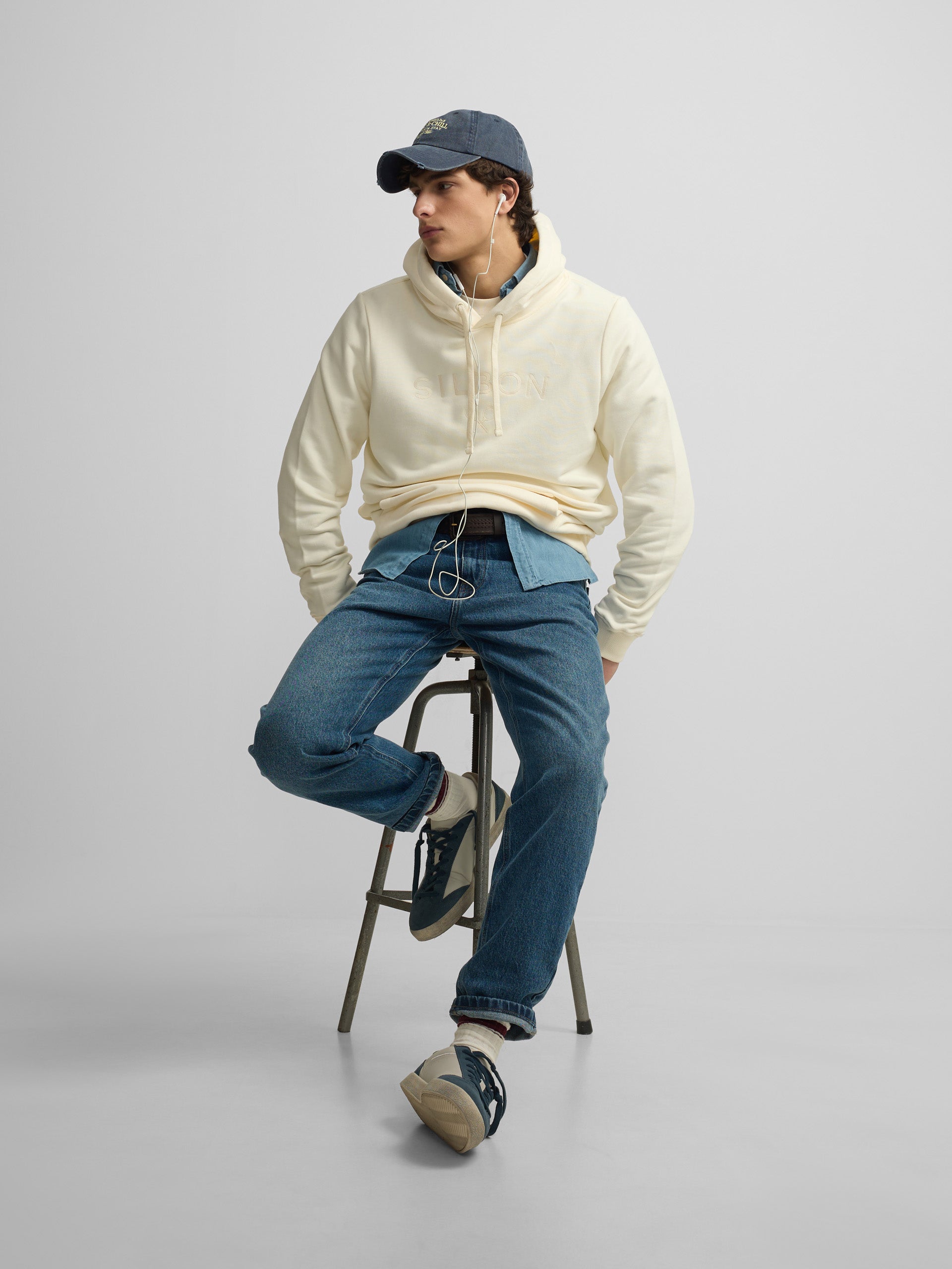 Silbon half-cream racket hoodie