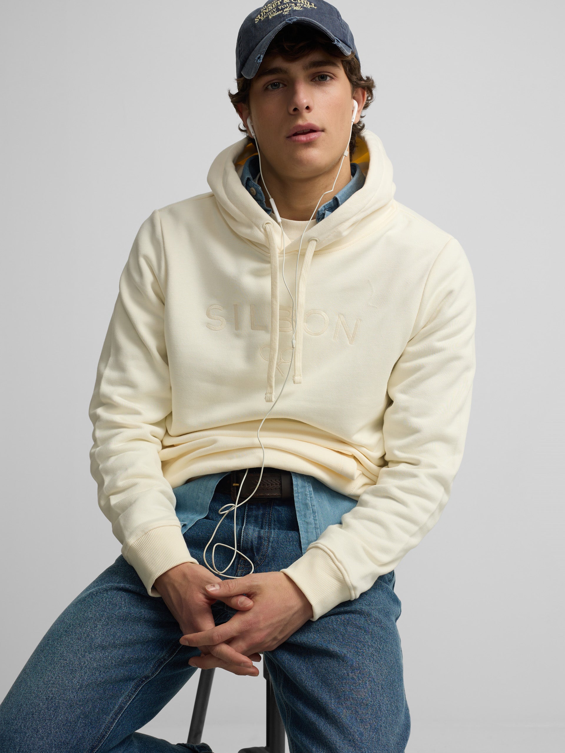 Silbon half-cream racket hoodie