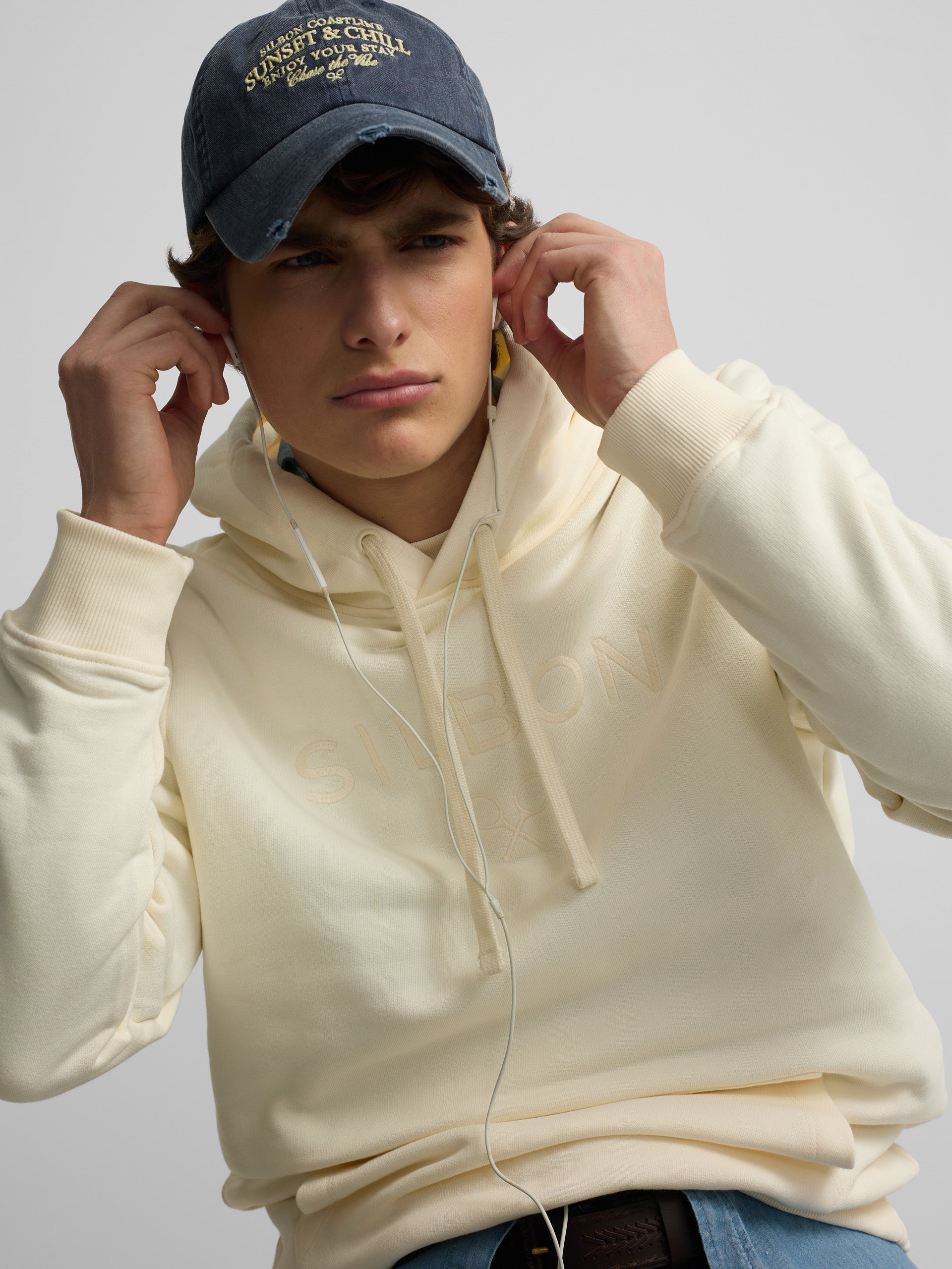 Silbon half-cream racket hoodie