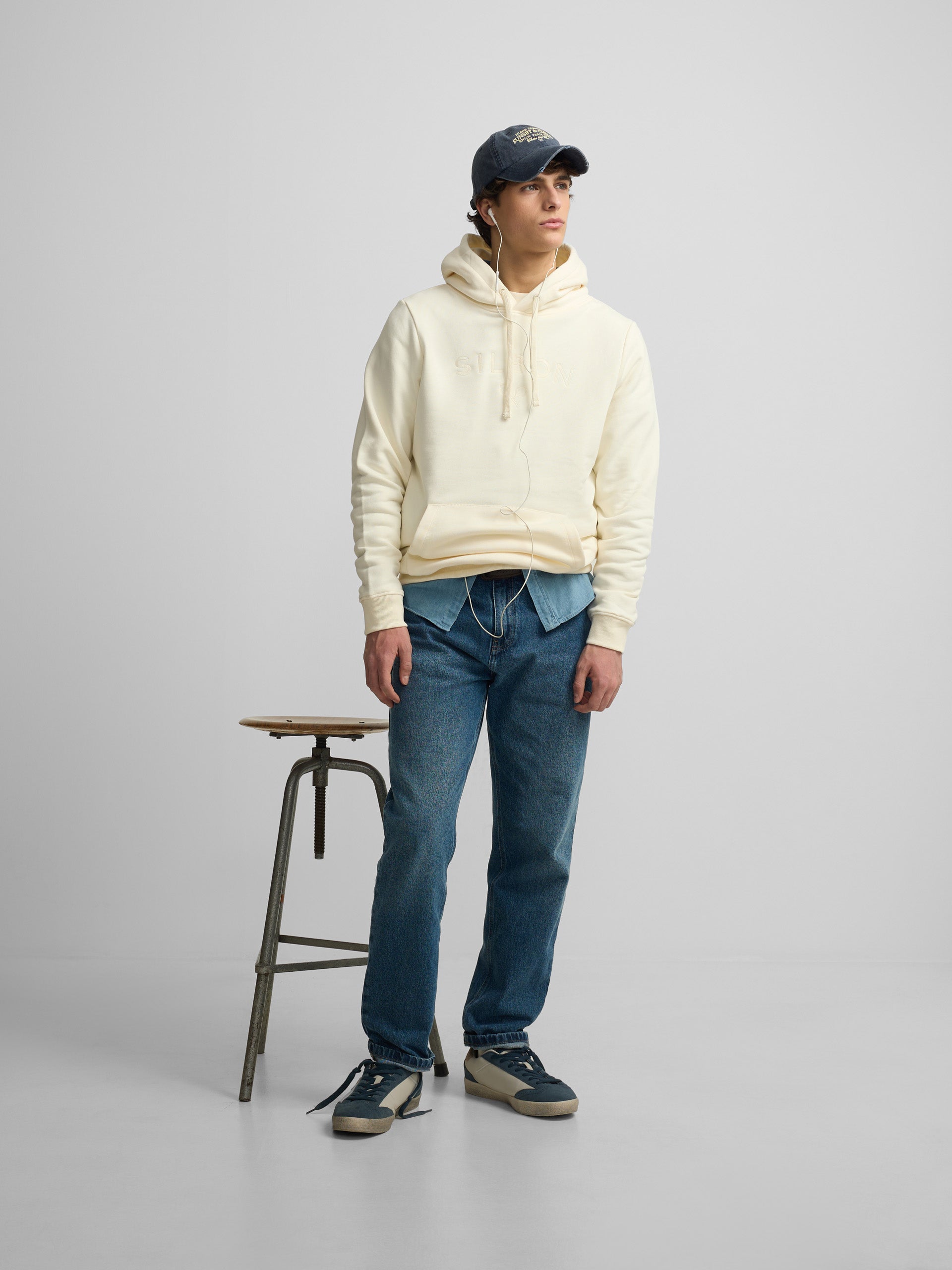 Silbon half-cream racket hoodie