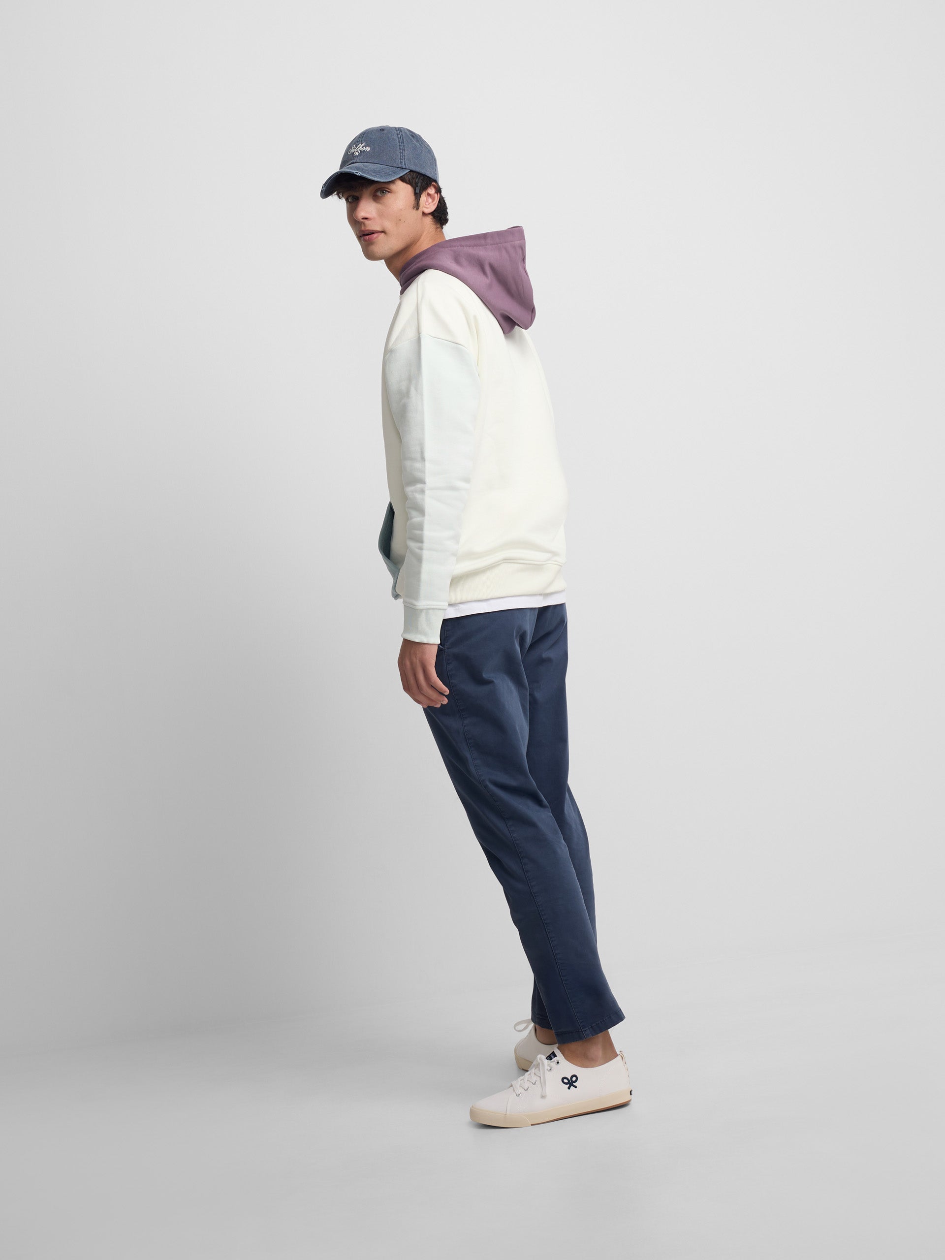 Multicolor cream hooded sweatshirt