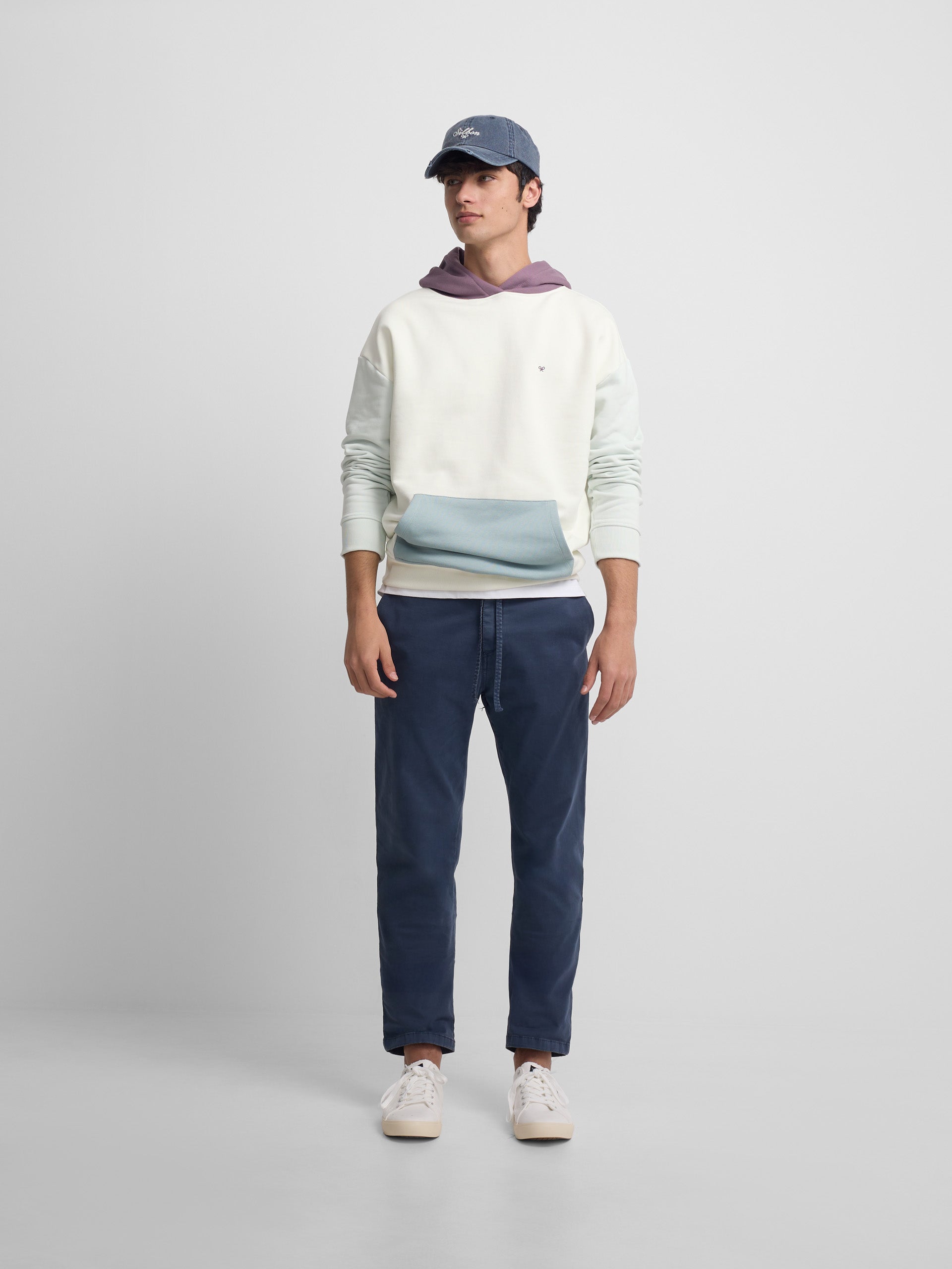 Multicolor cream hooded sweatshirt