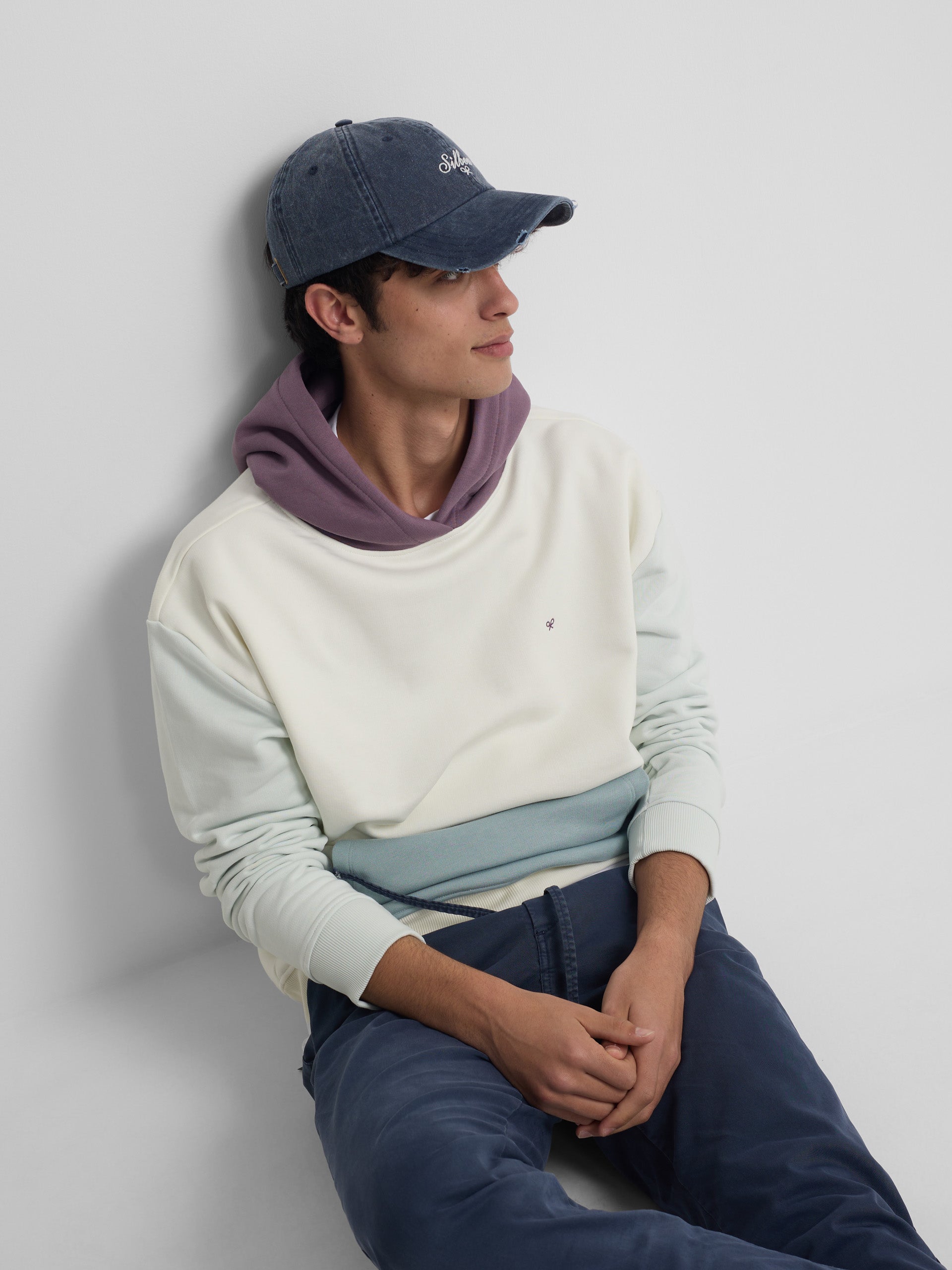 Multicolor cream hooded sweatshirt
