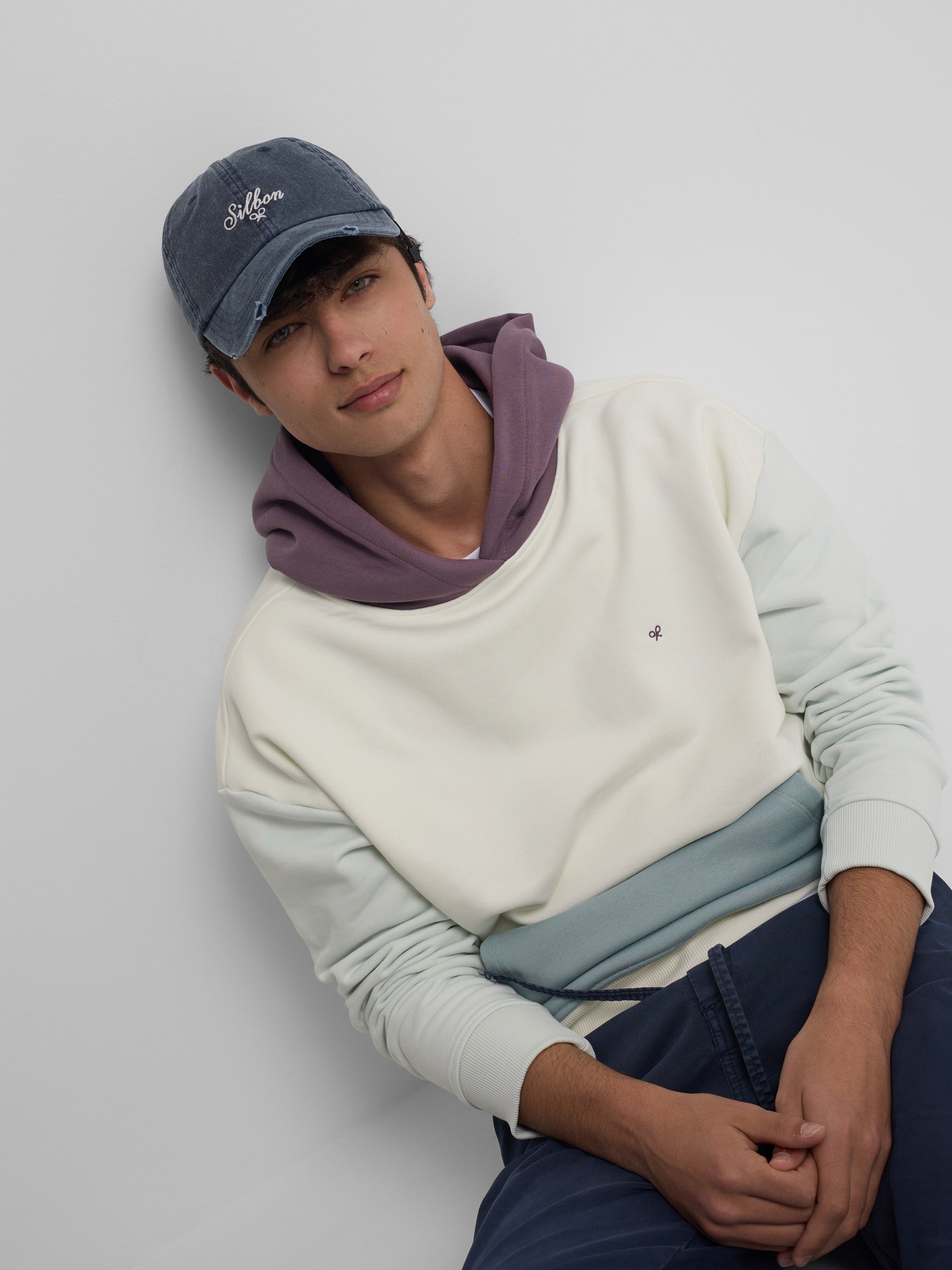 Multicolor cream hooded sweatshirt