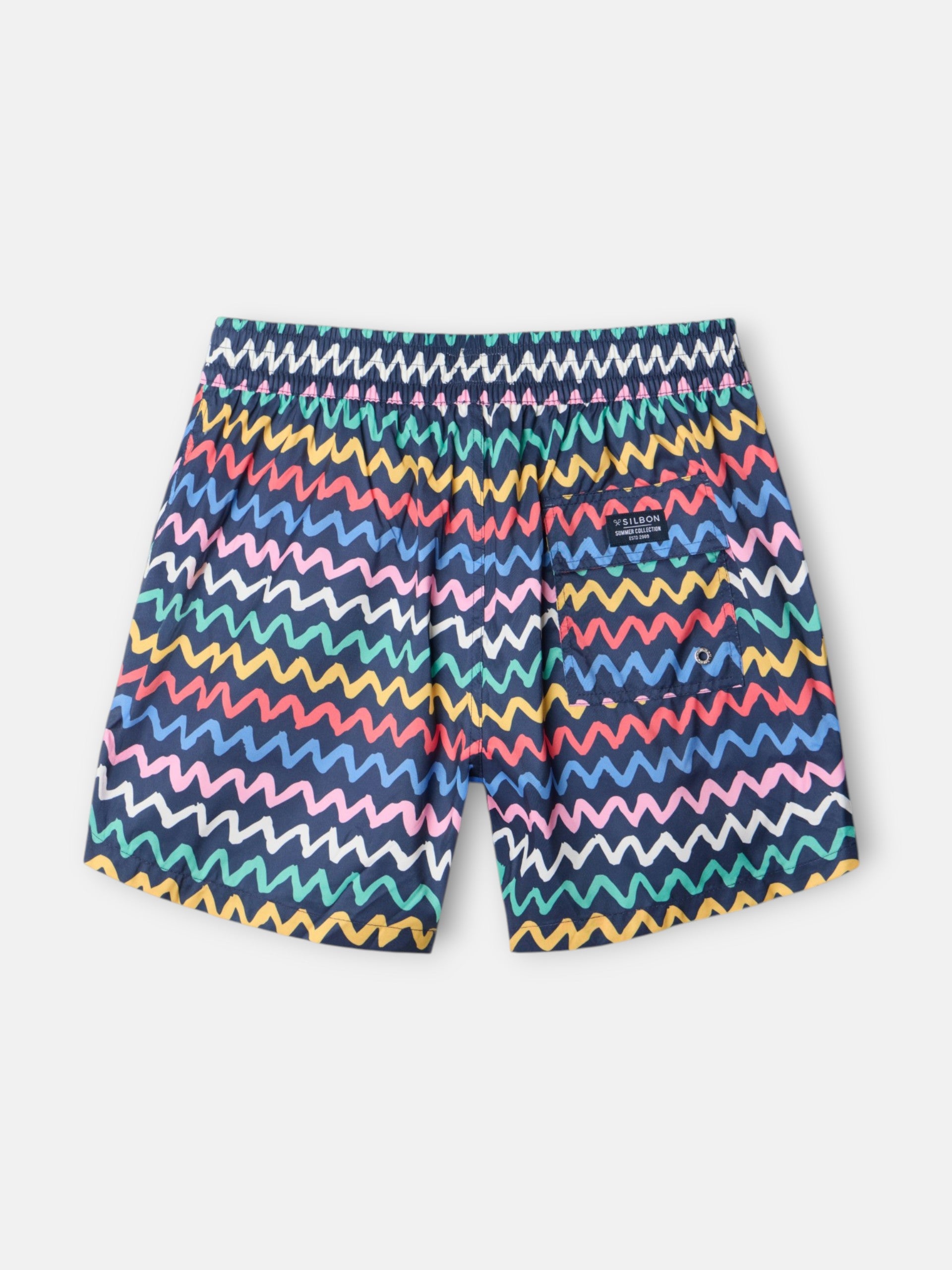 Bañador zigzag multicolor azul marino