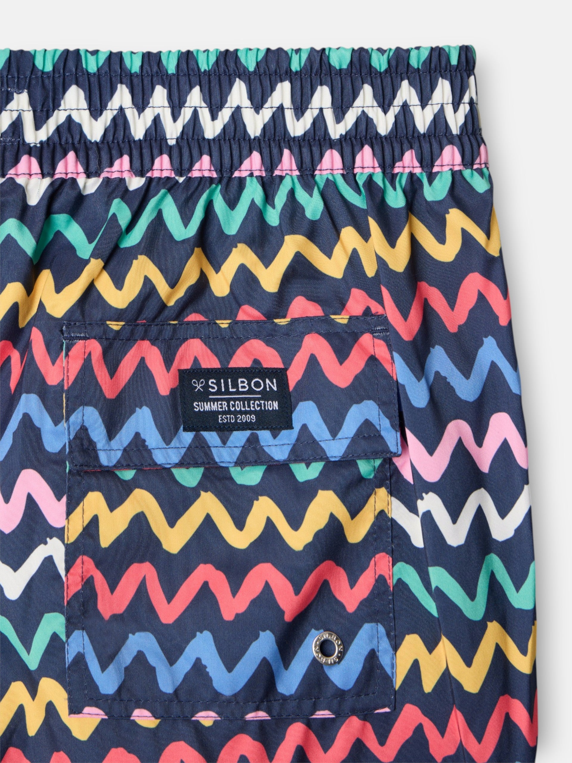 Bañador zigzag multicolor azul marino