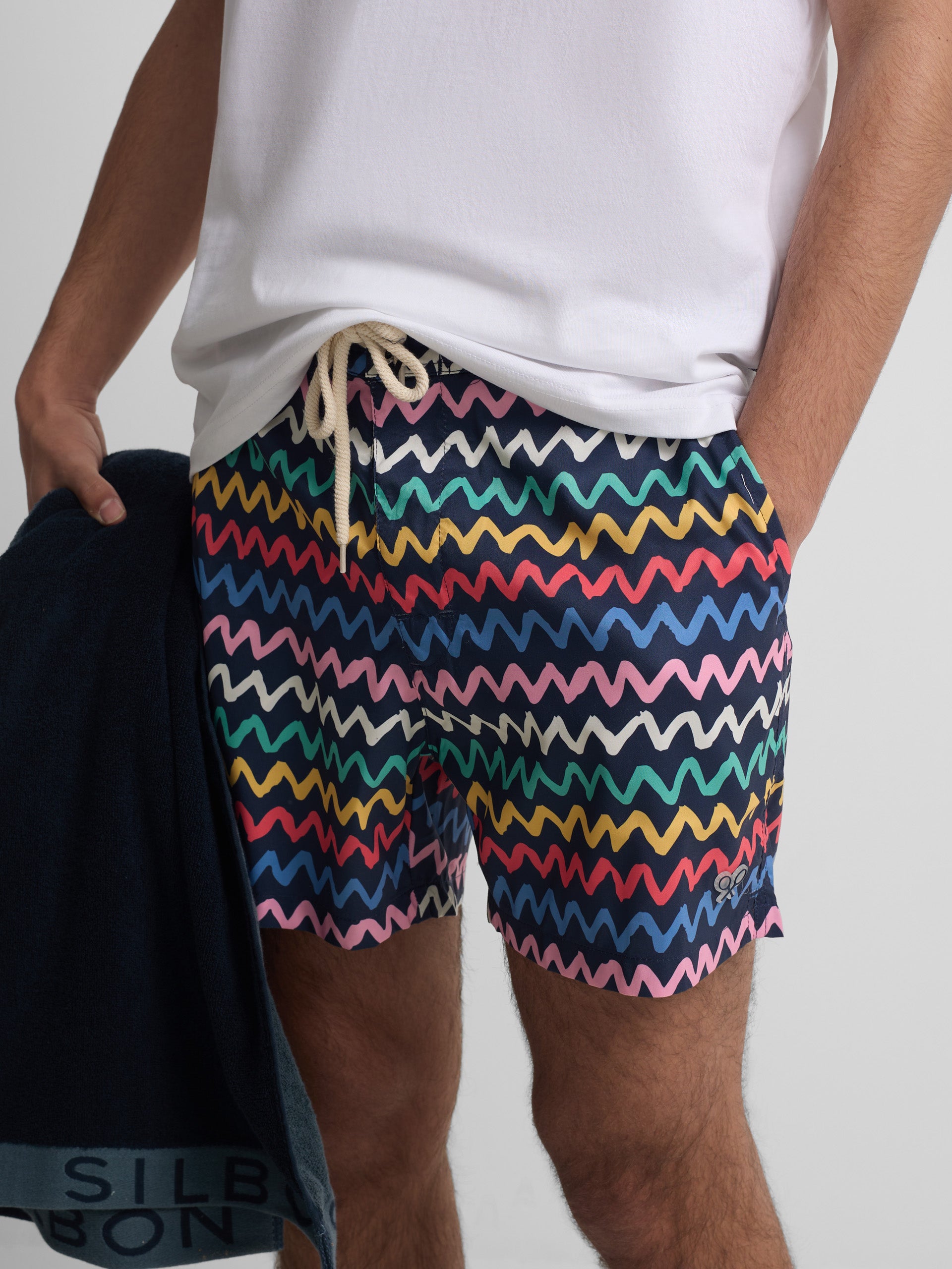 Bañador zigzag multicolor azul marino