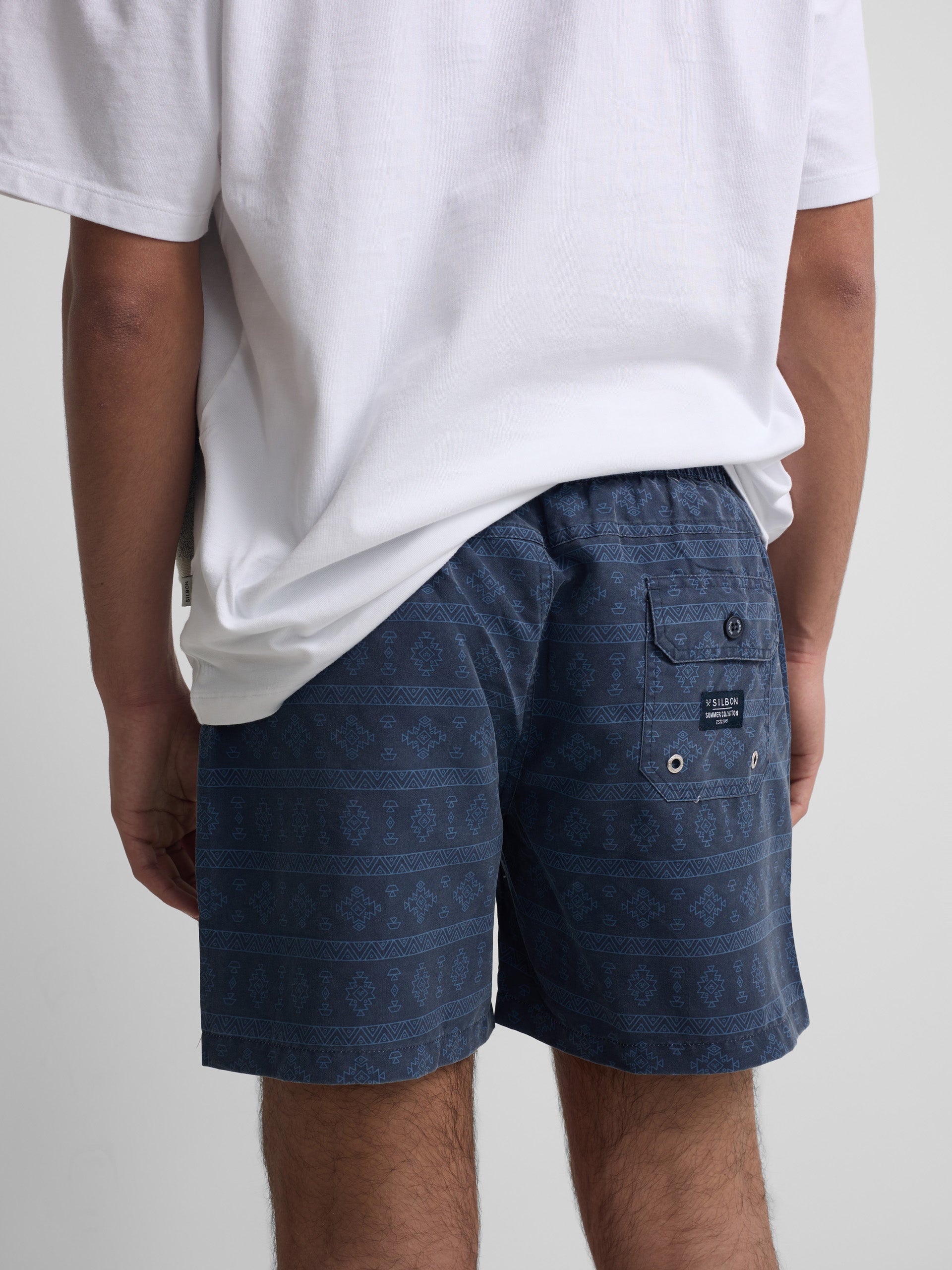 Ethnic washed navy blue swimsuit