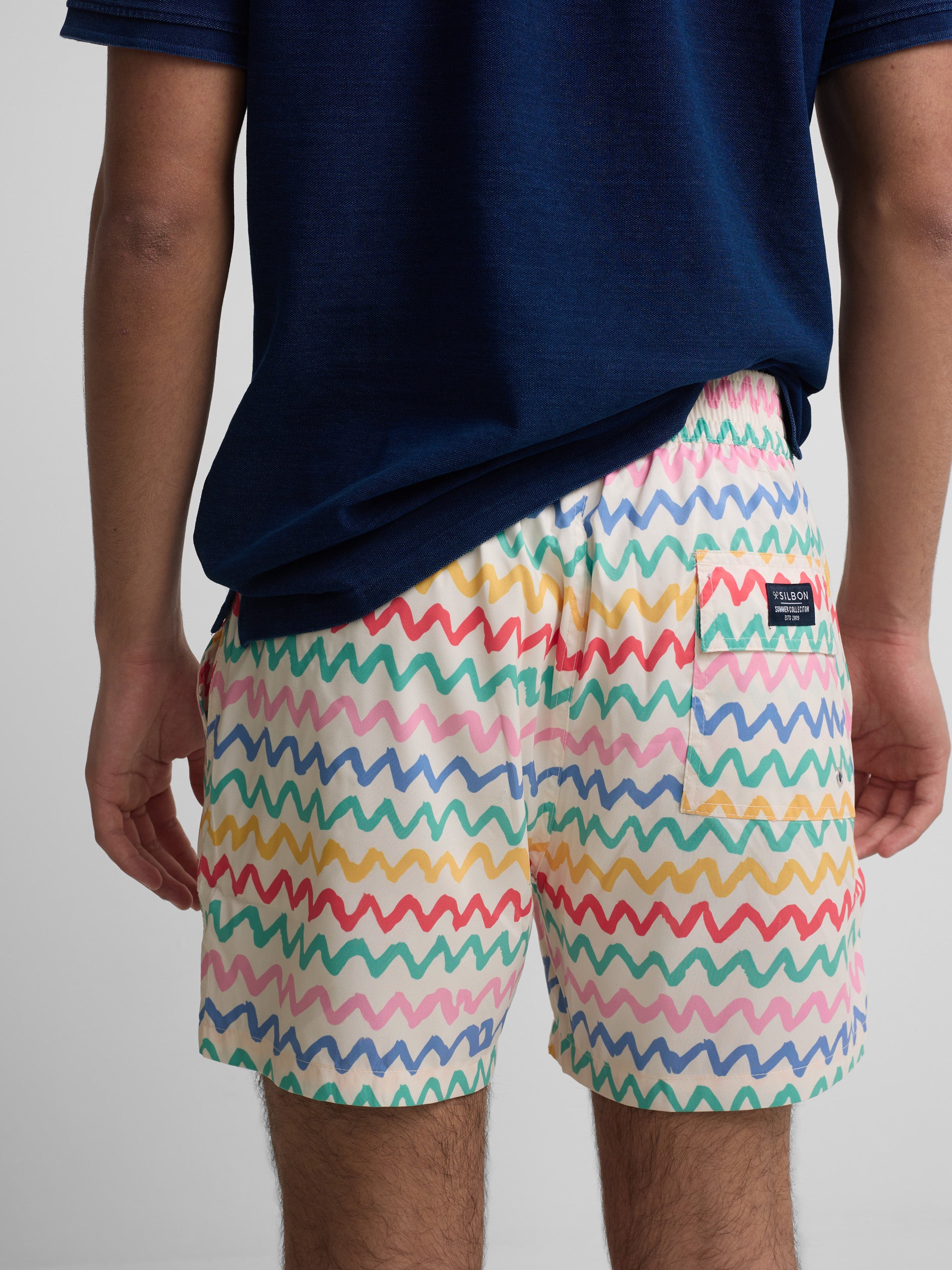 Maillot de bain zigzag multicolore crème