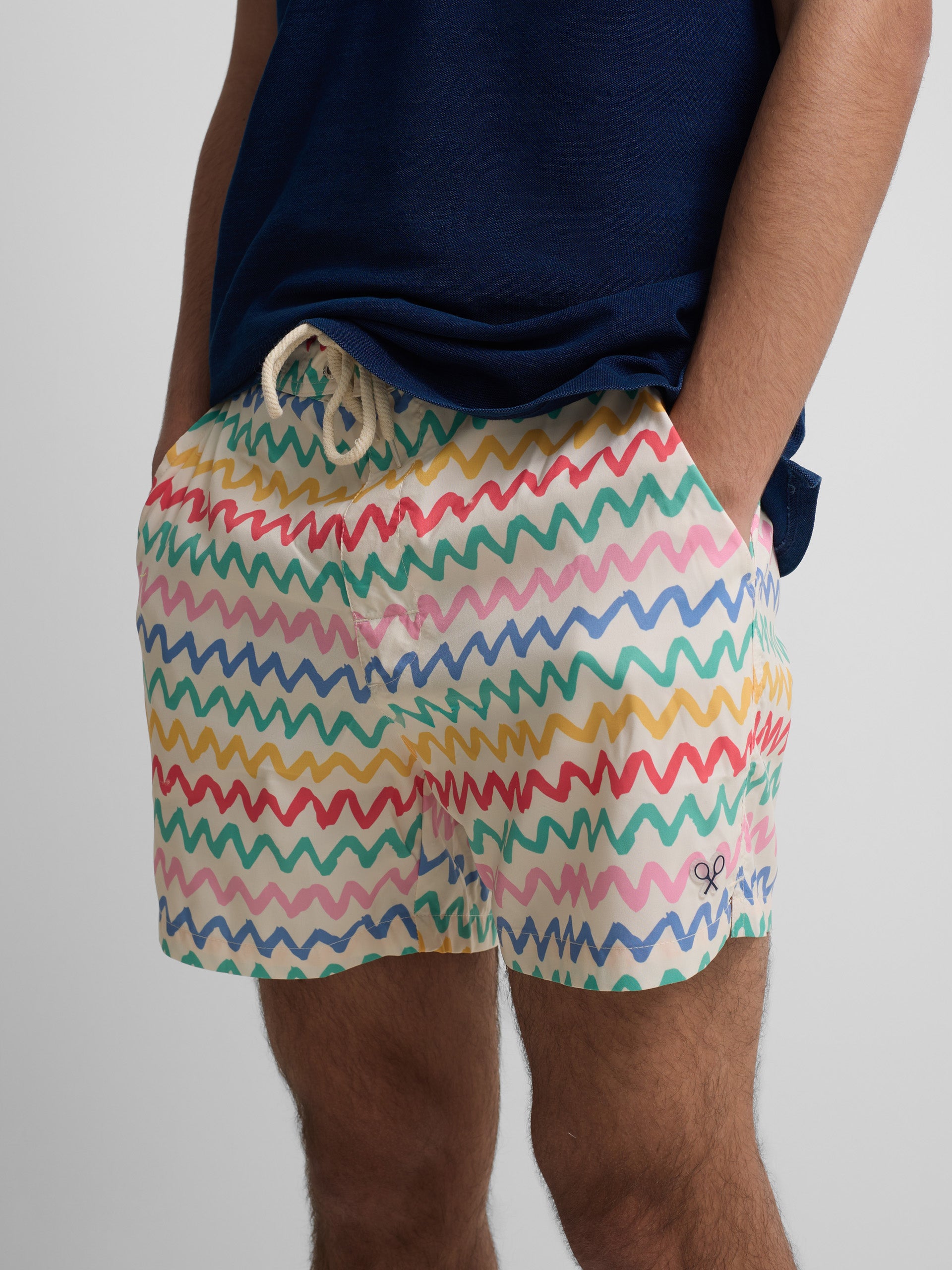 Maillot de bain zigzag multicolore crème
