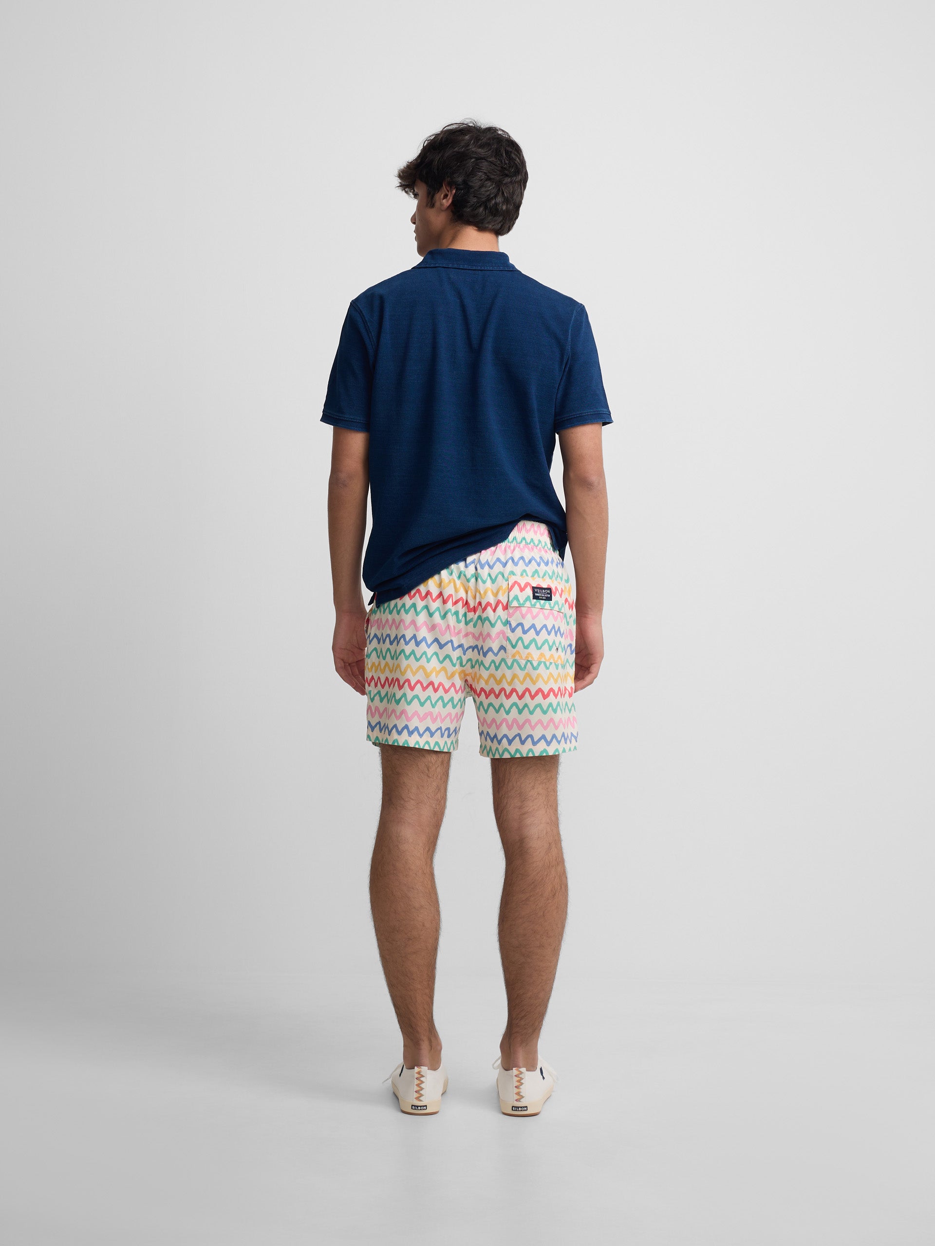 Maillot de bain zigzag multicolore crème