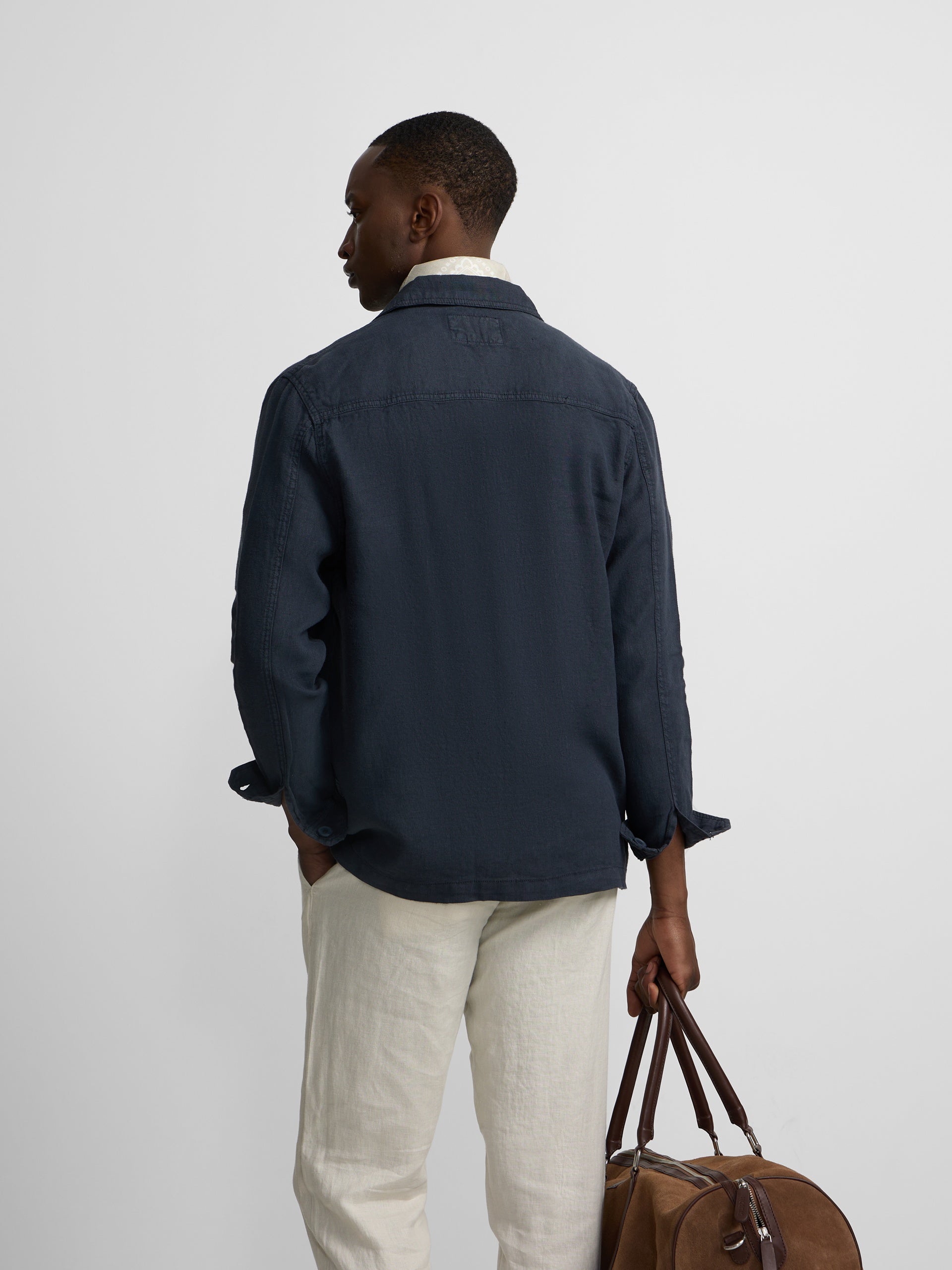 Sobrecamisa lino azul
