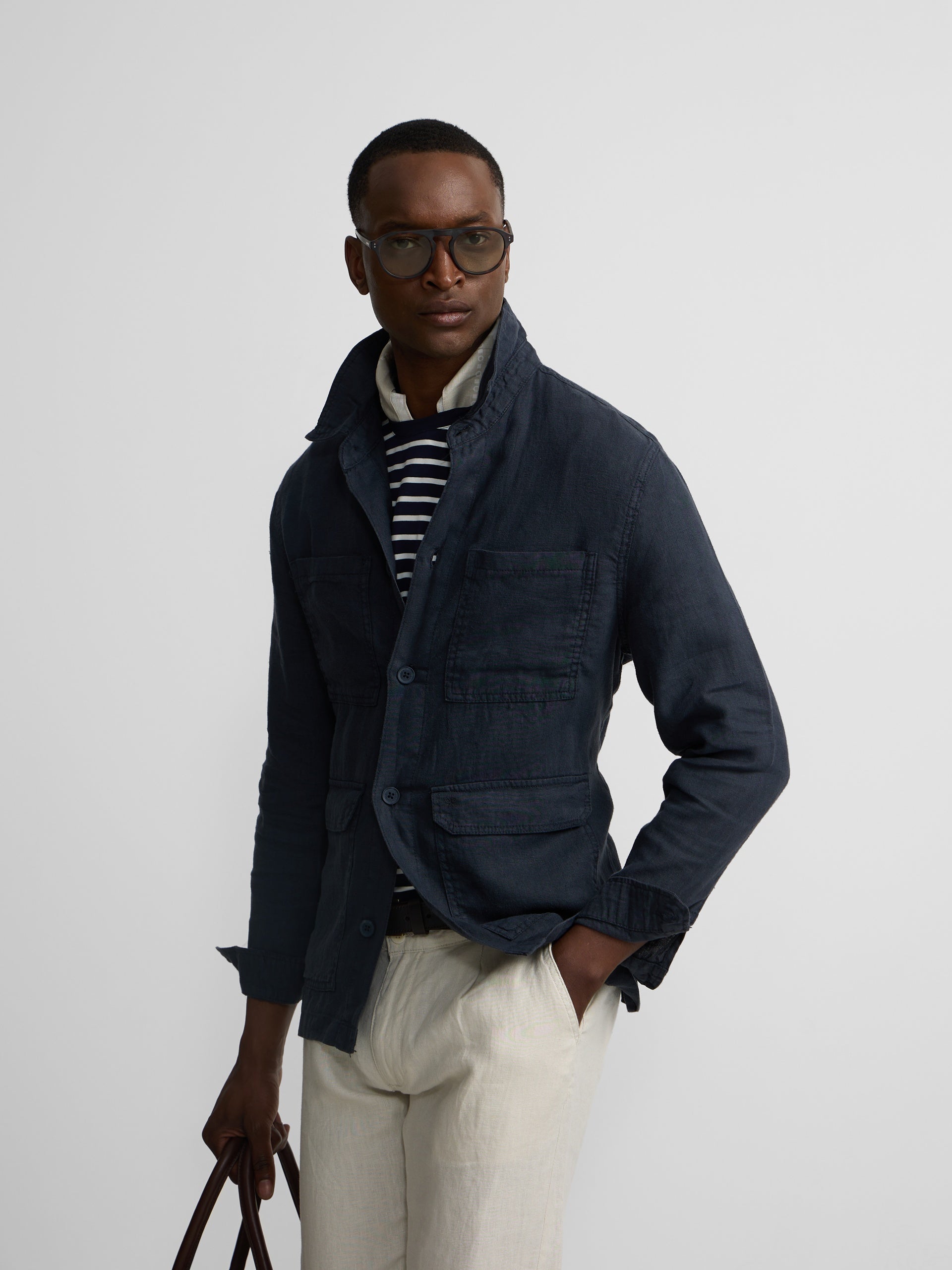 Sobrecamisa lino azul