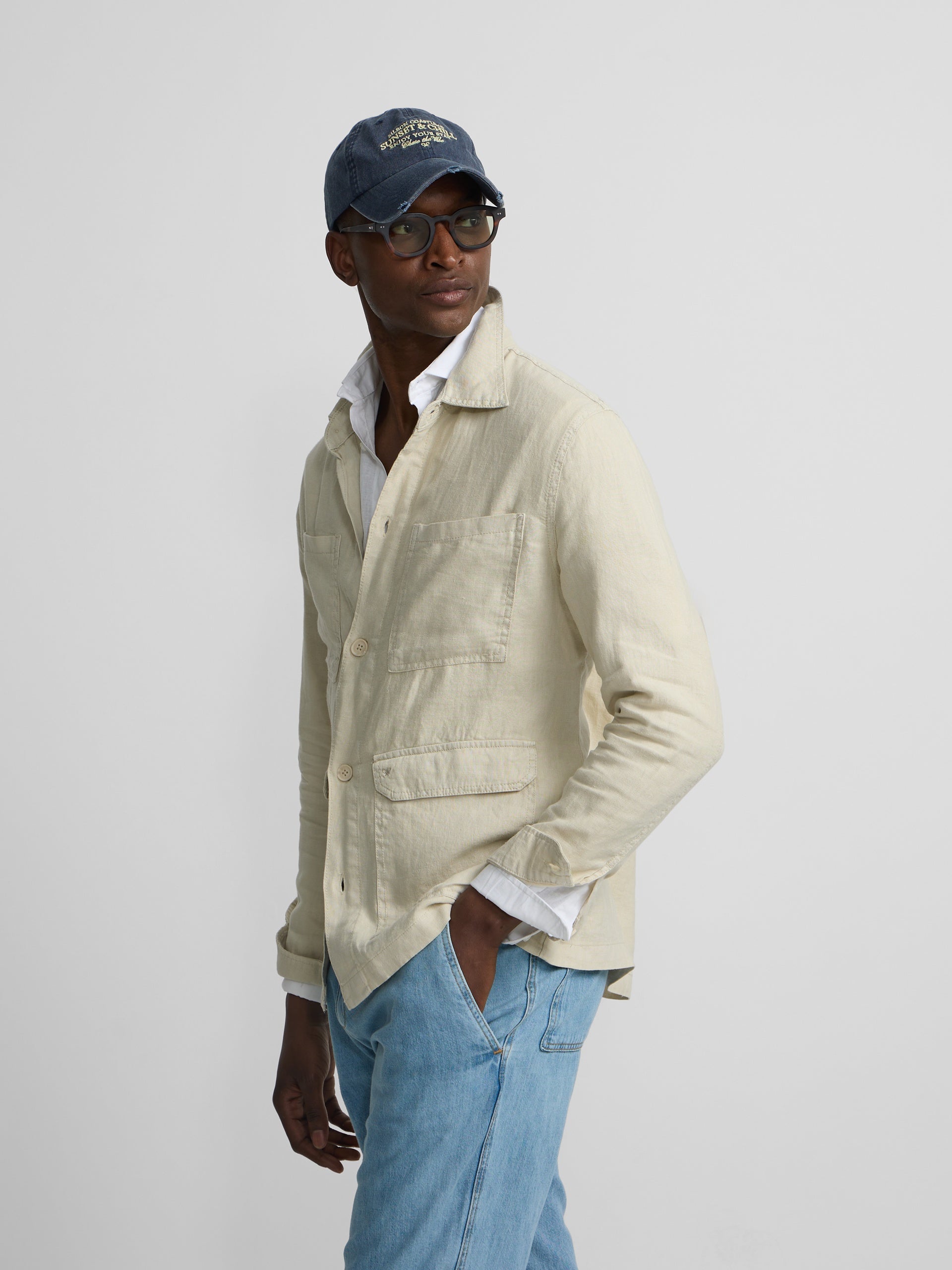 Medium beige linen overshirt
