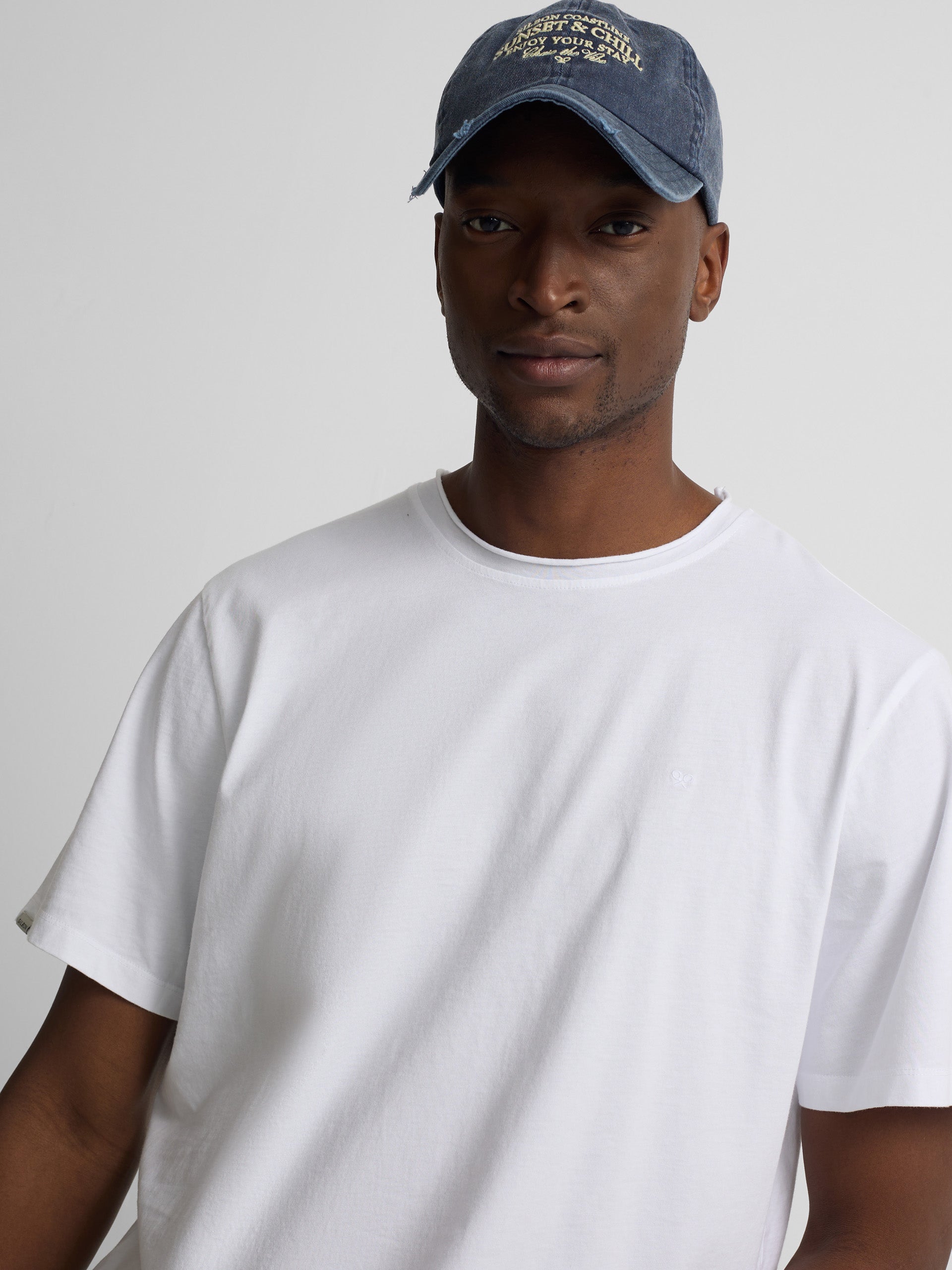 White roll-neck t-shirt