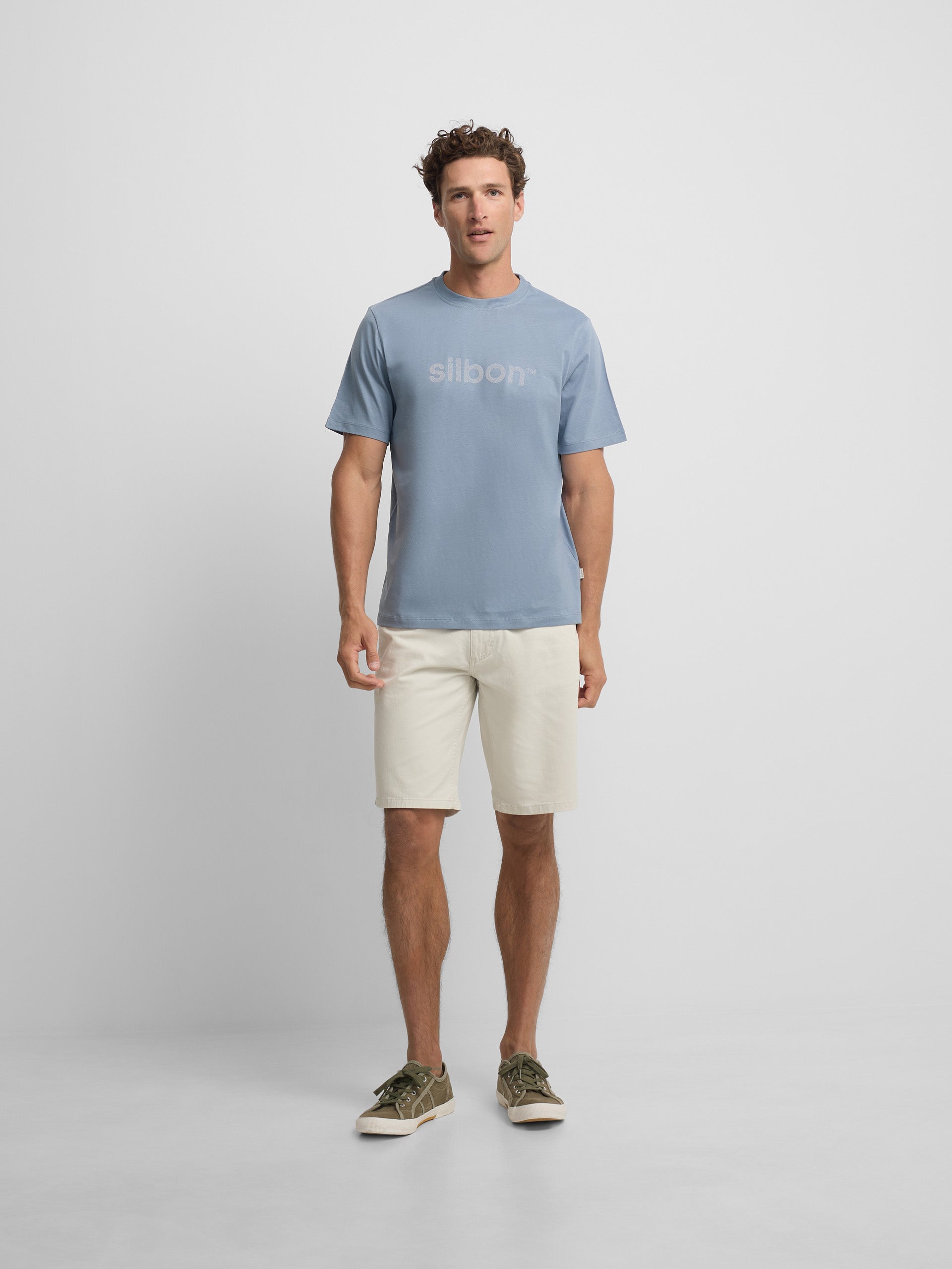 T-shirt Silbon flock bleu indigo