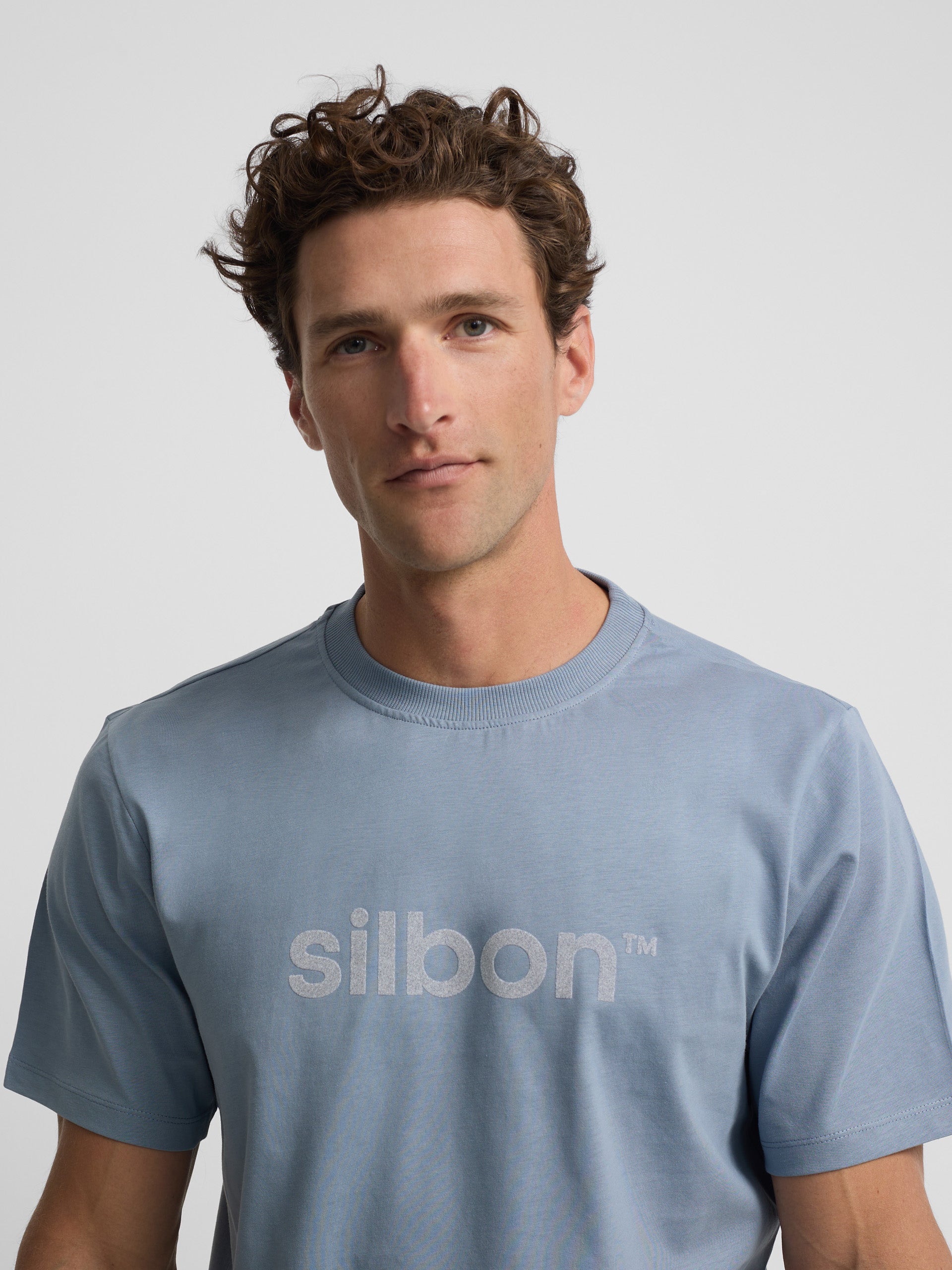 T-shirt Silbon flock bleu indigo