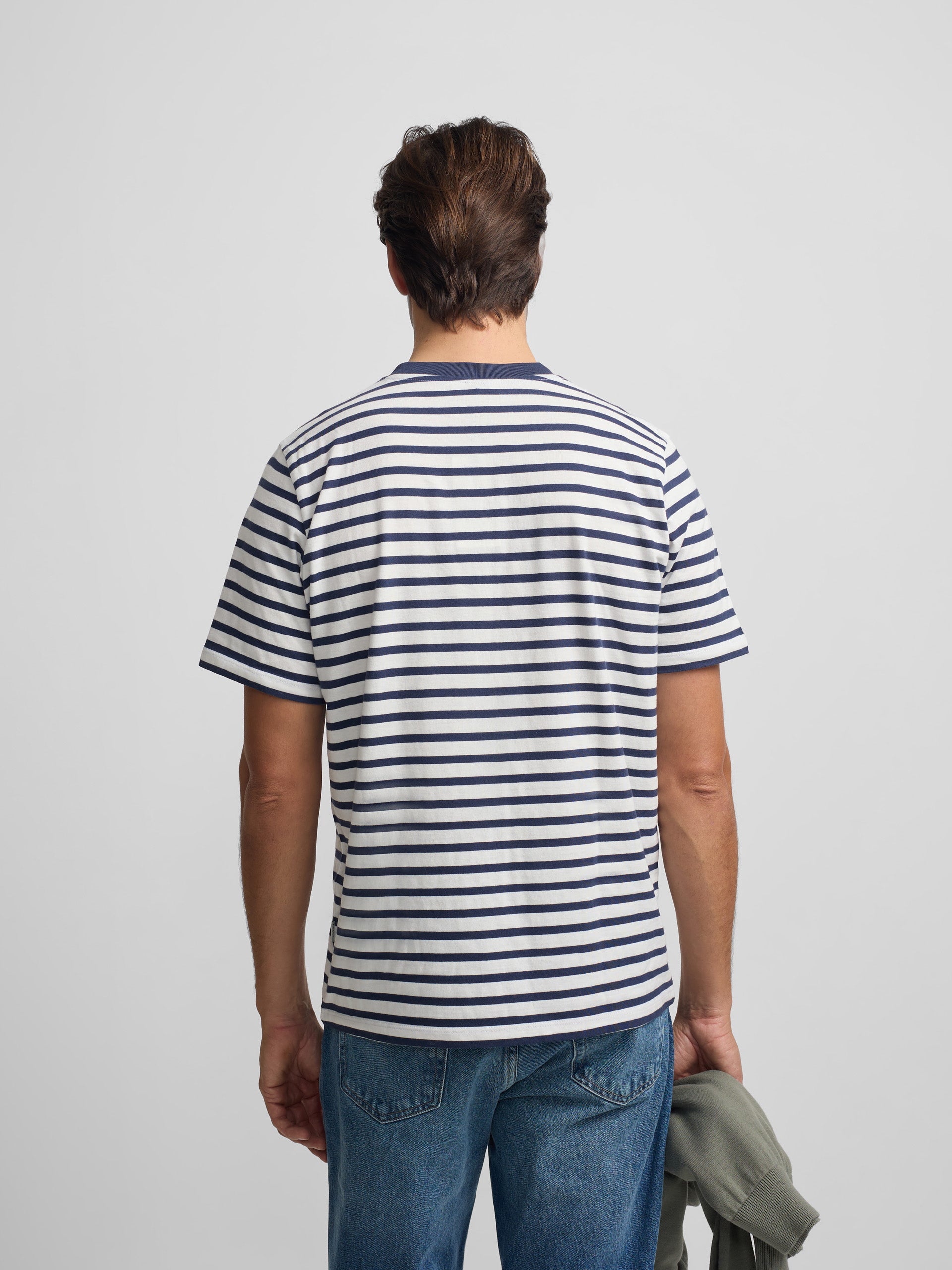 T-shirt rustique à rayures bleu marine