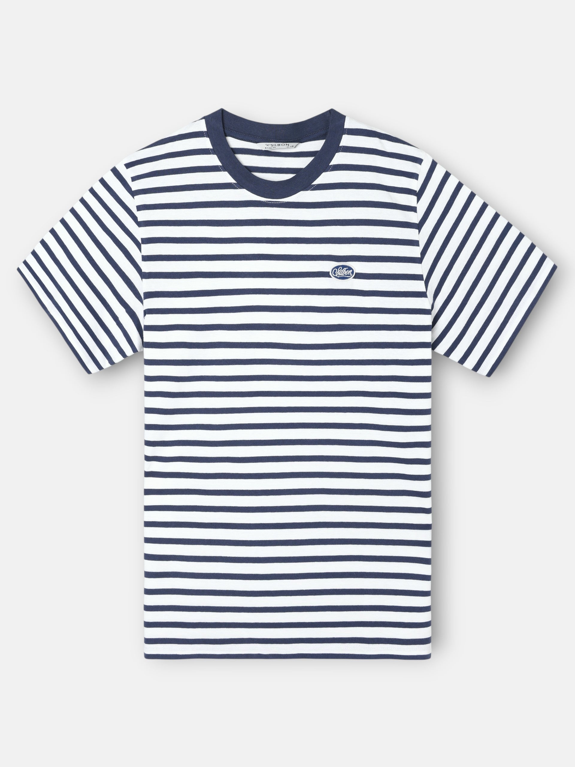 T-shirt rustique à rayures bleu marine