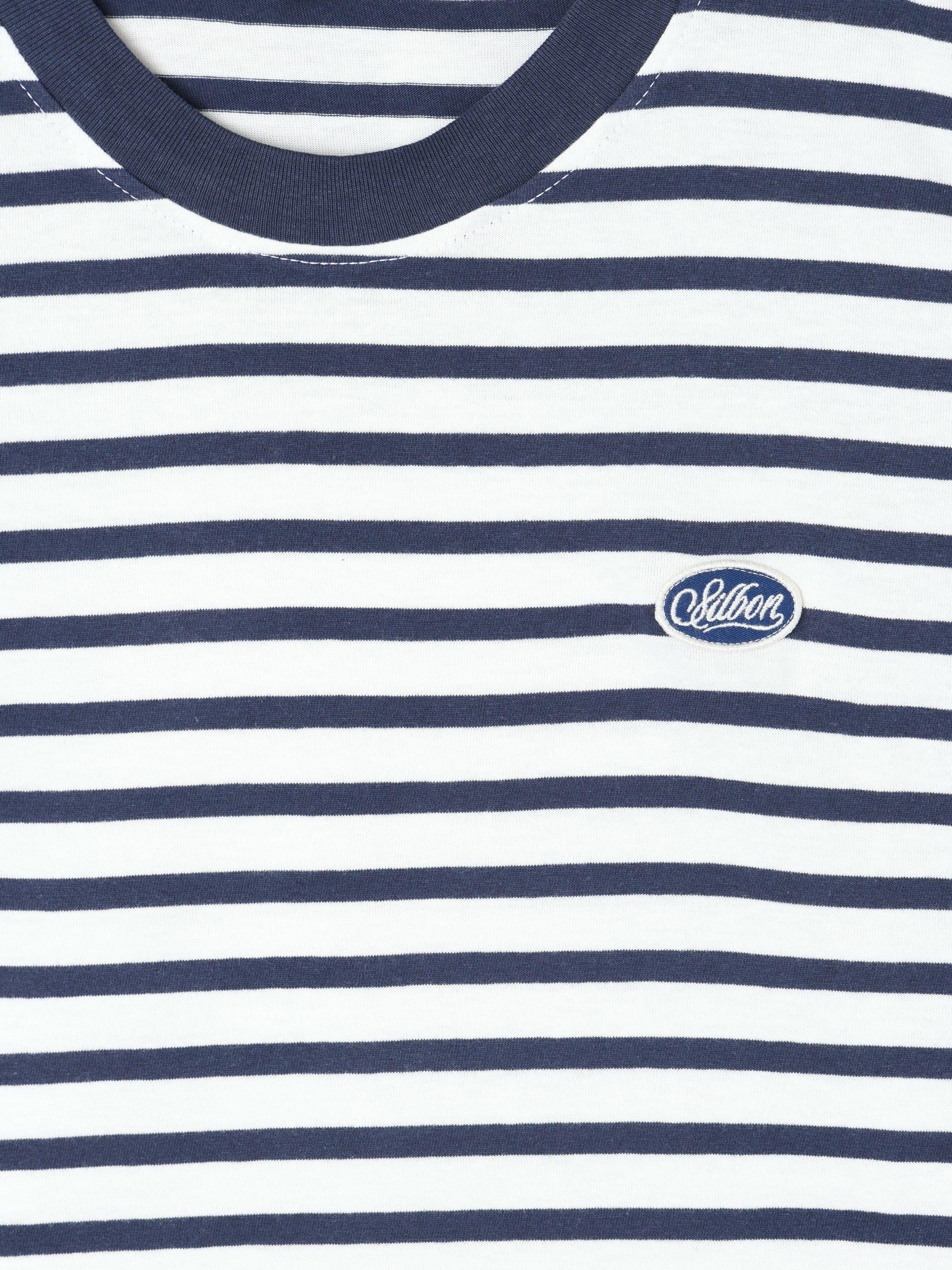 T-shirt rustique à rayures bleu marine