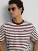 T-shirt rustique à rayures bordeaux