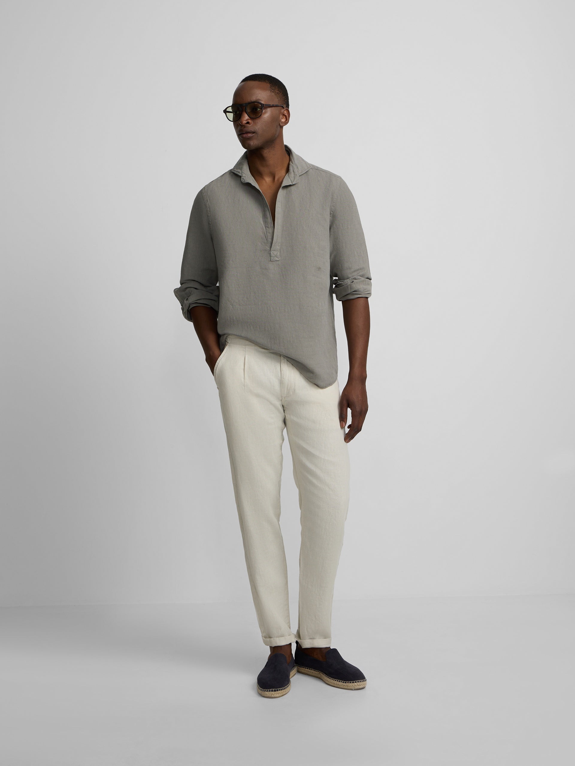Polera lino lisa verde