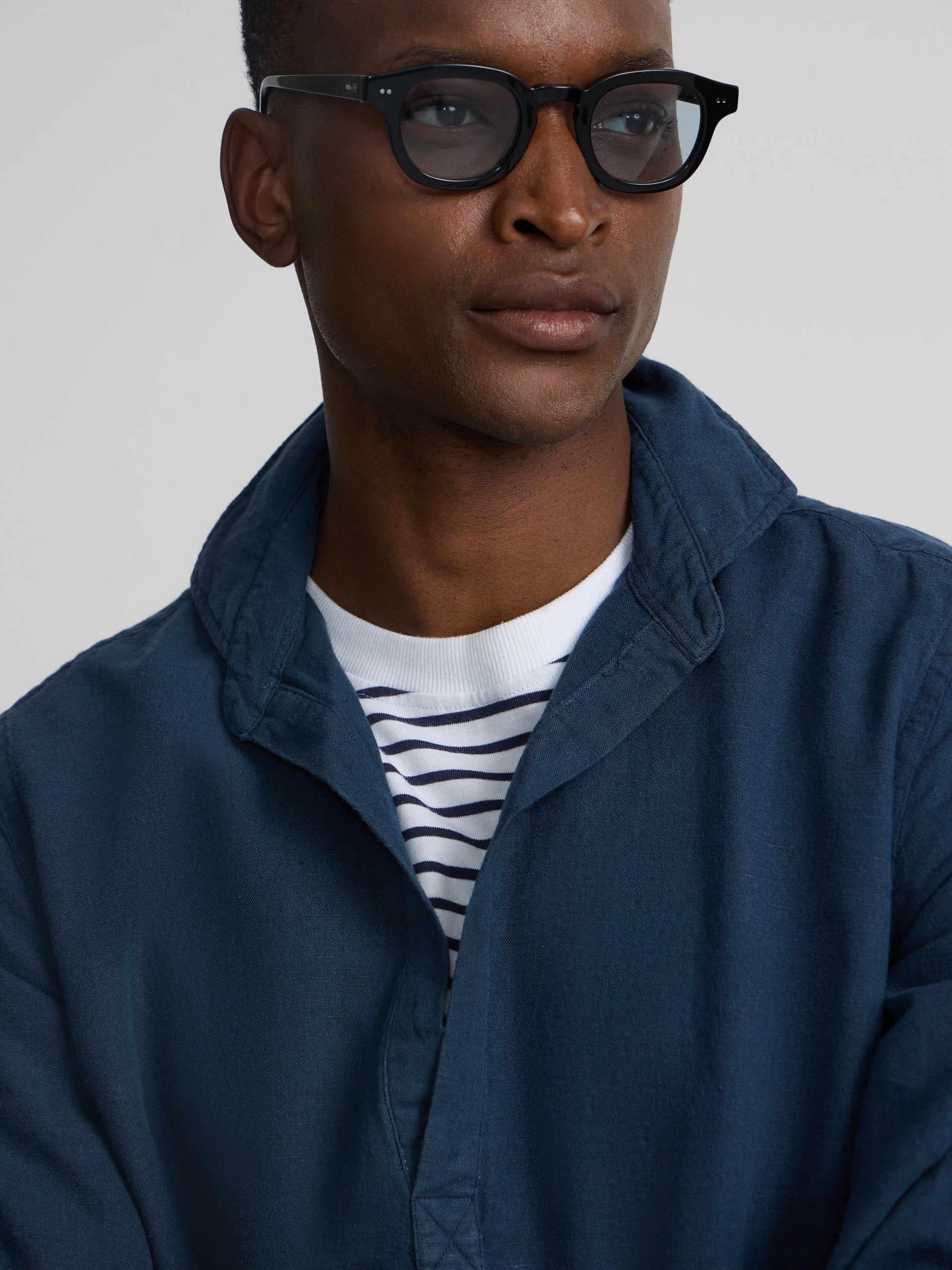 Polera lino lisa azul marino