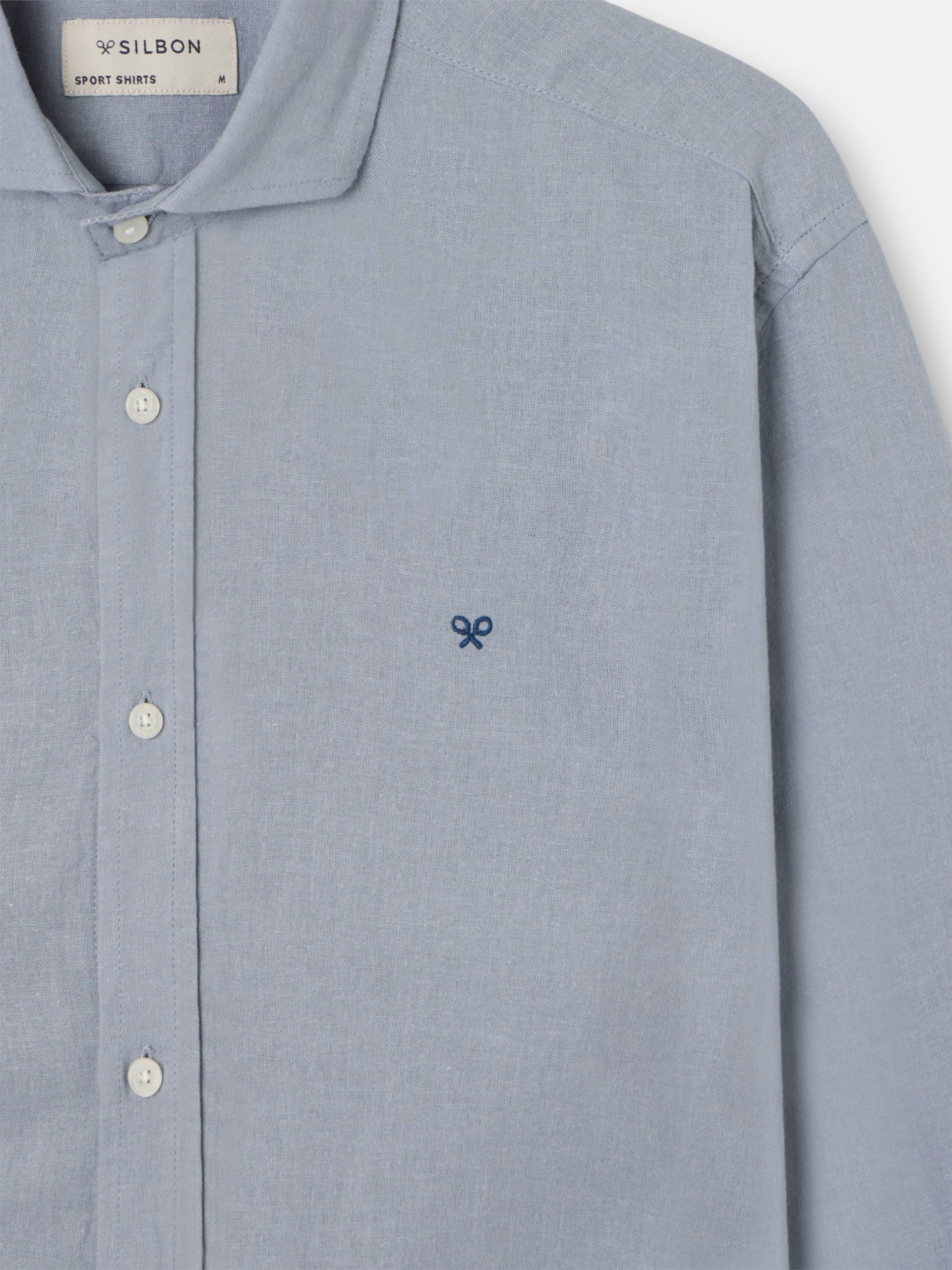 Camisa sport lino azul gris