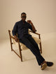 Navy blue linen sport shirt