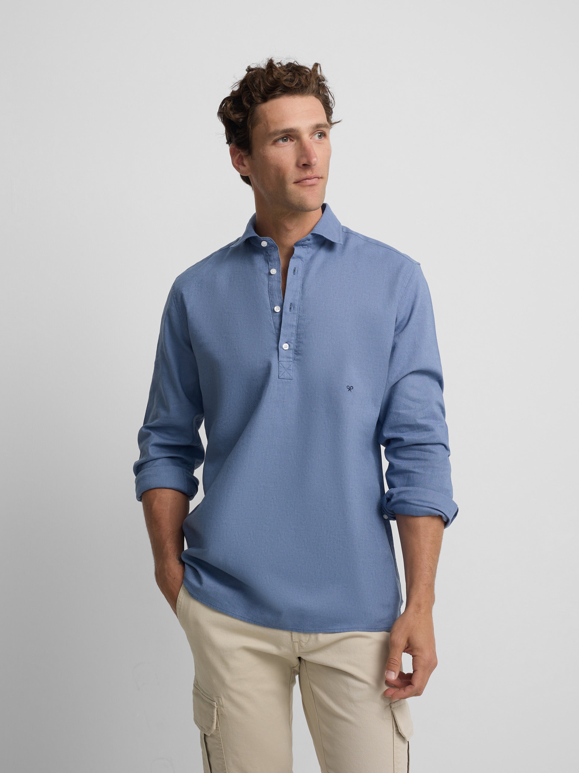 Polera sport lino azul